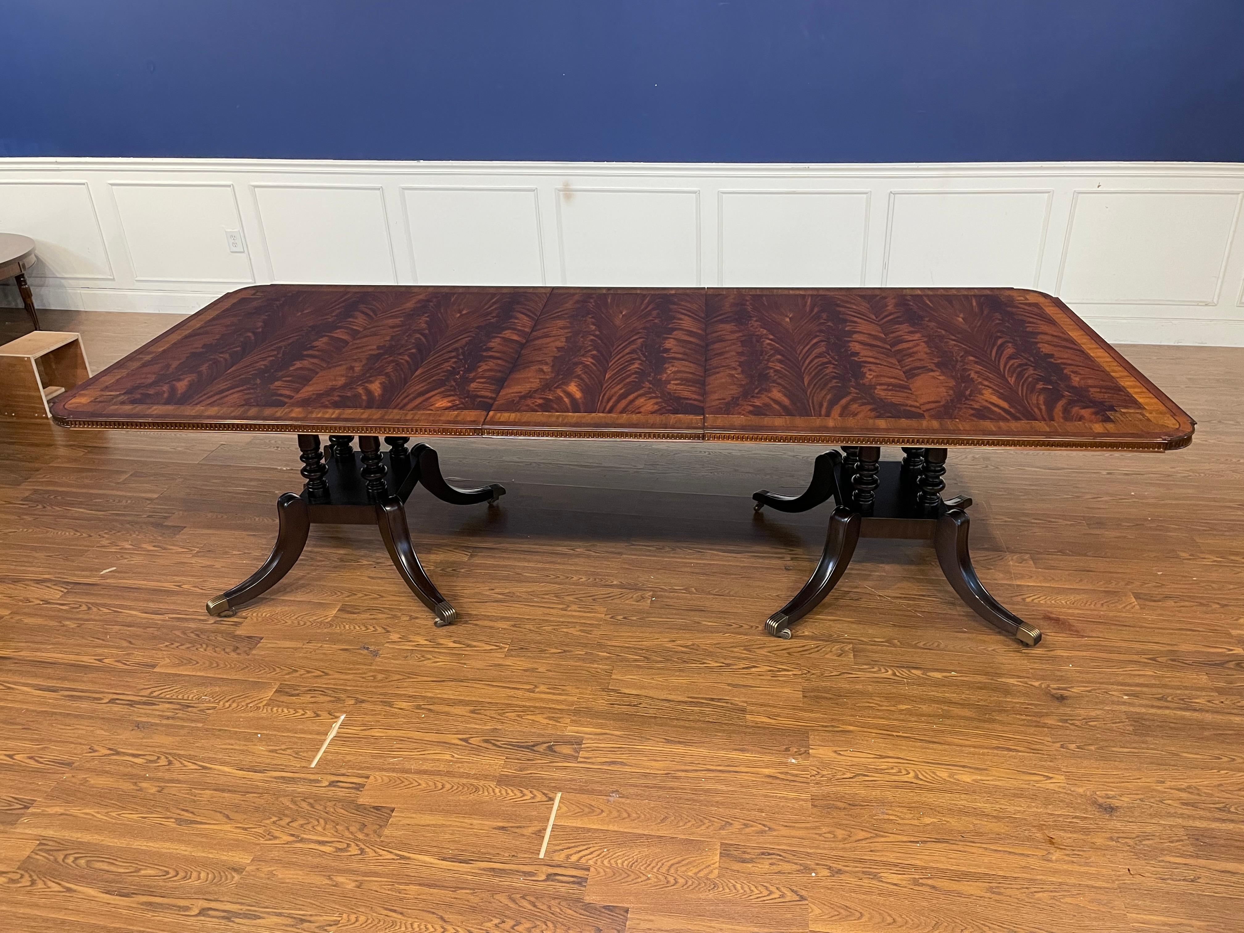 Maitland - Smith Traditional Banded Mahogany Double Pedestal Dining Table 11