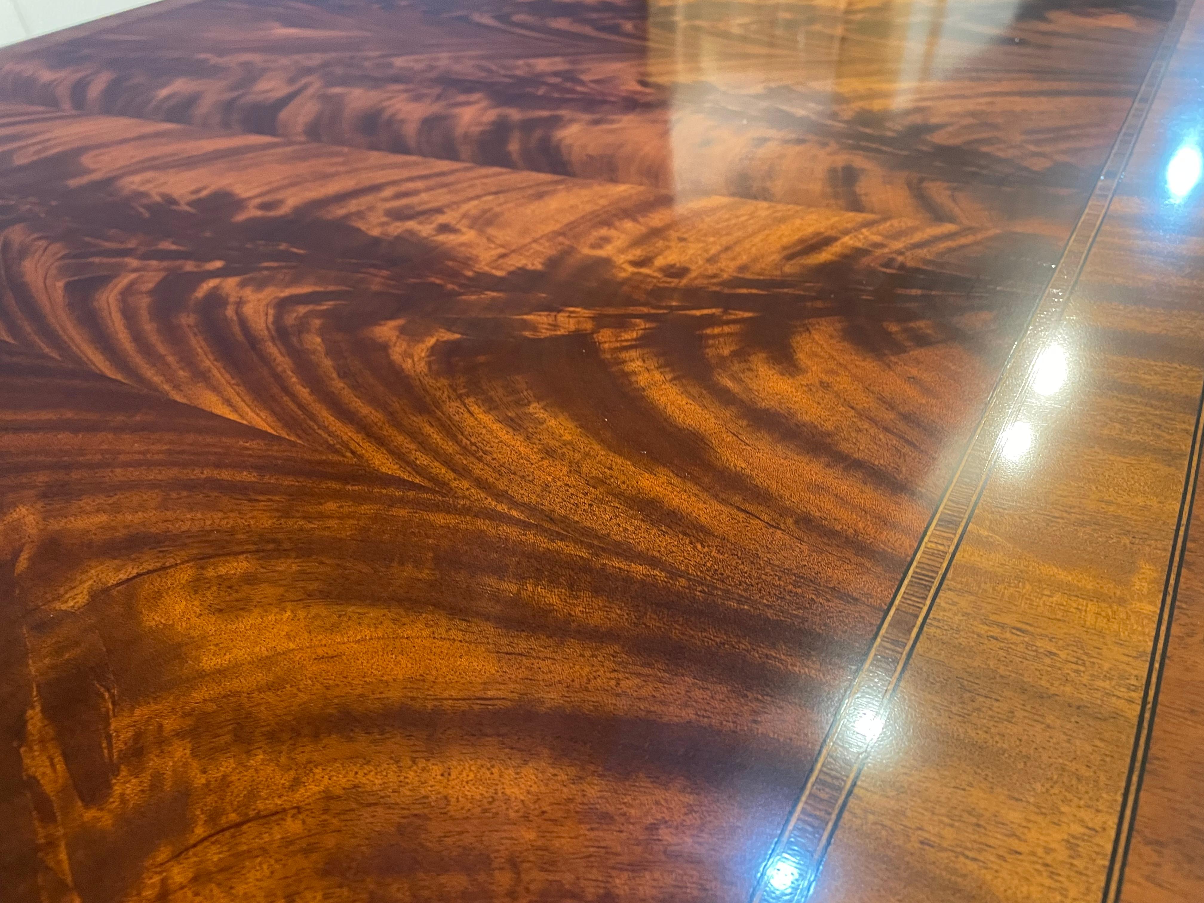 Maitland - Smith Traditional Banded Mahogany Double Pedestal Dining Table 12