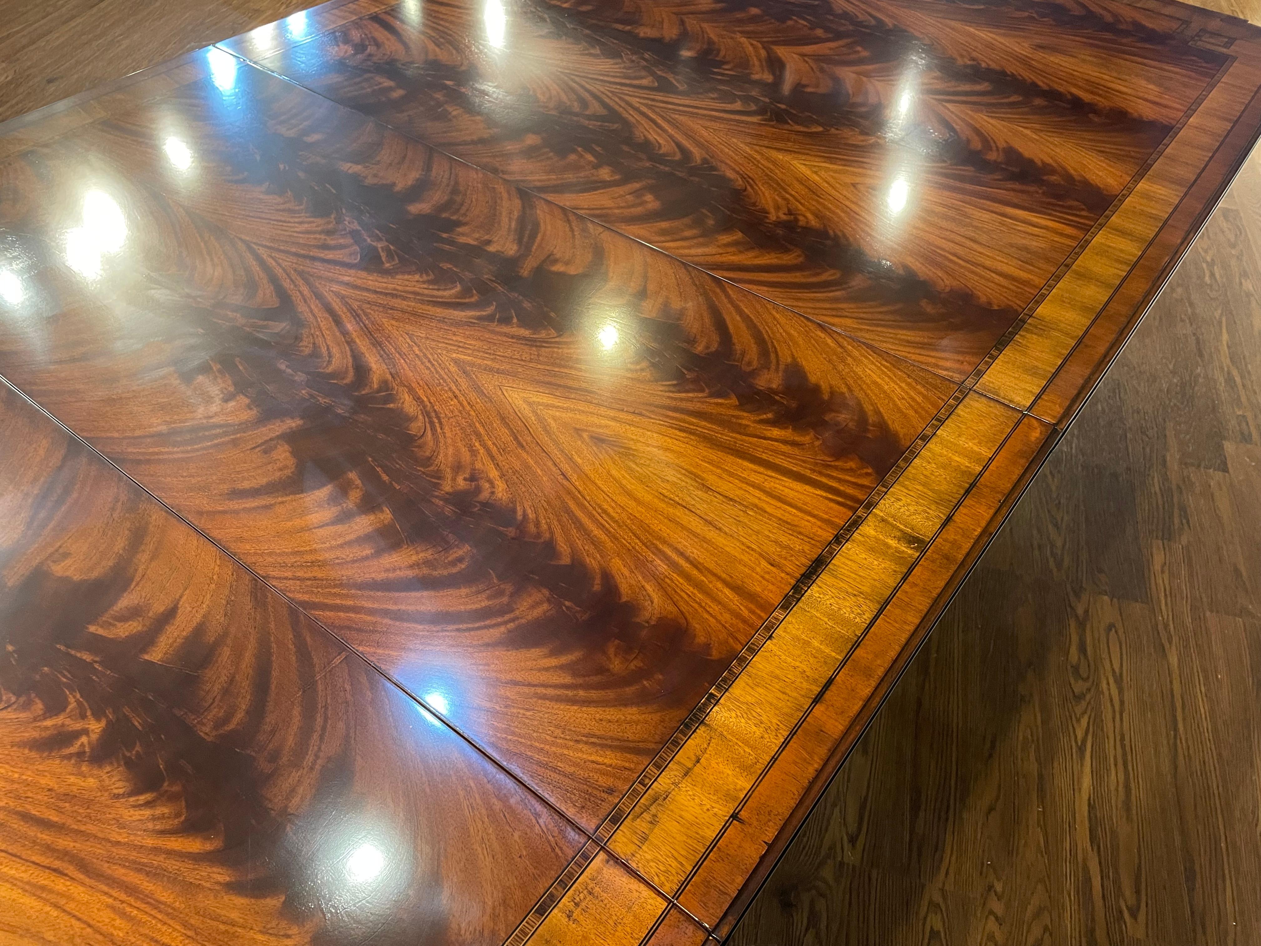 Maitland - Smith Traditional Banded Mahogany Double Pedestal Dining Table 13