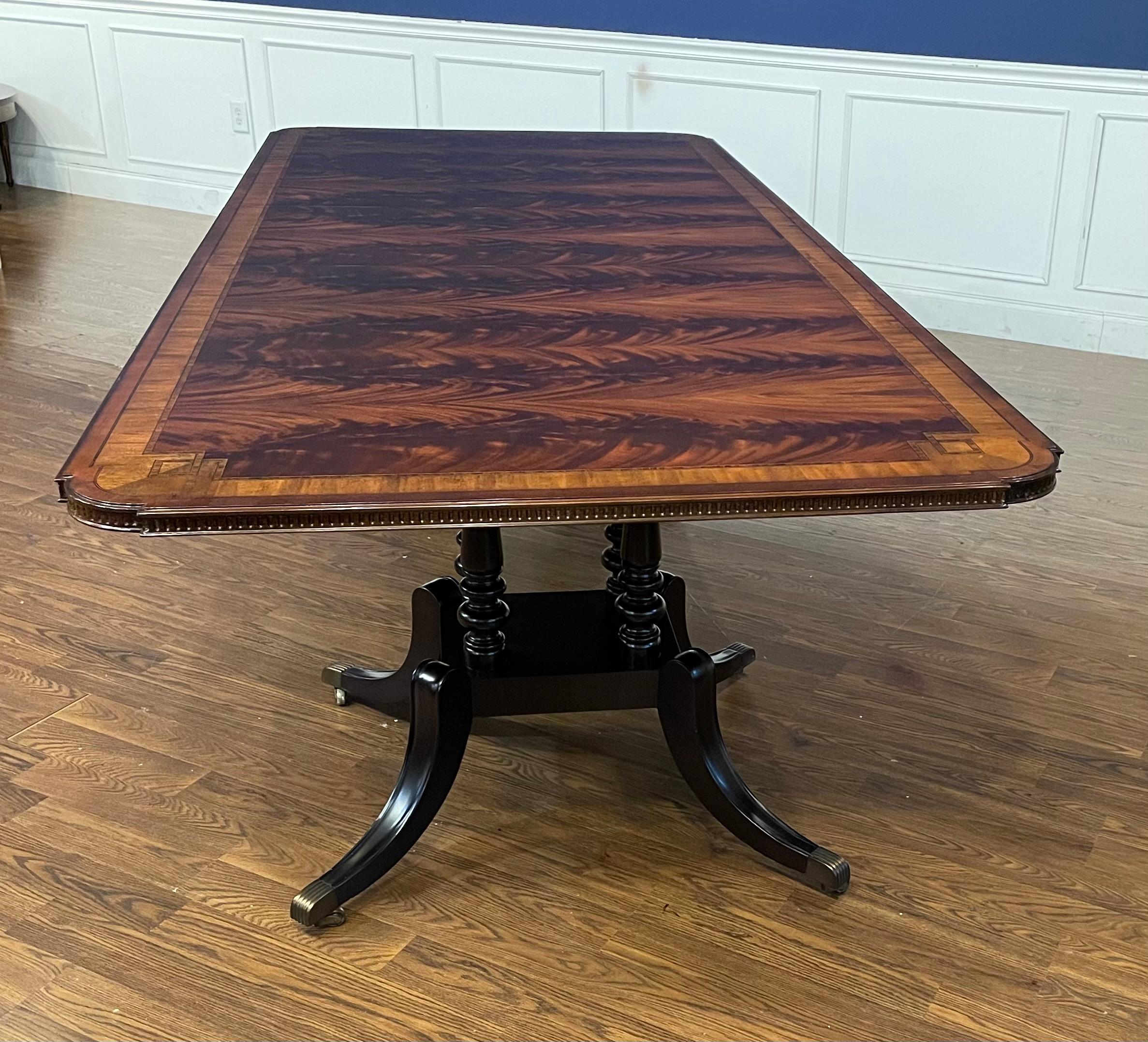 Maitland - Smith Traditional Banded Mahogany Double Pedestal Dining Table 14