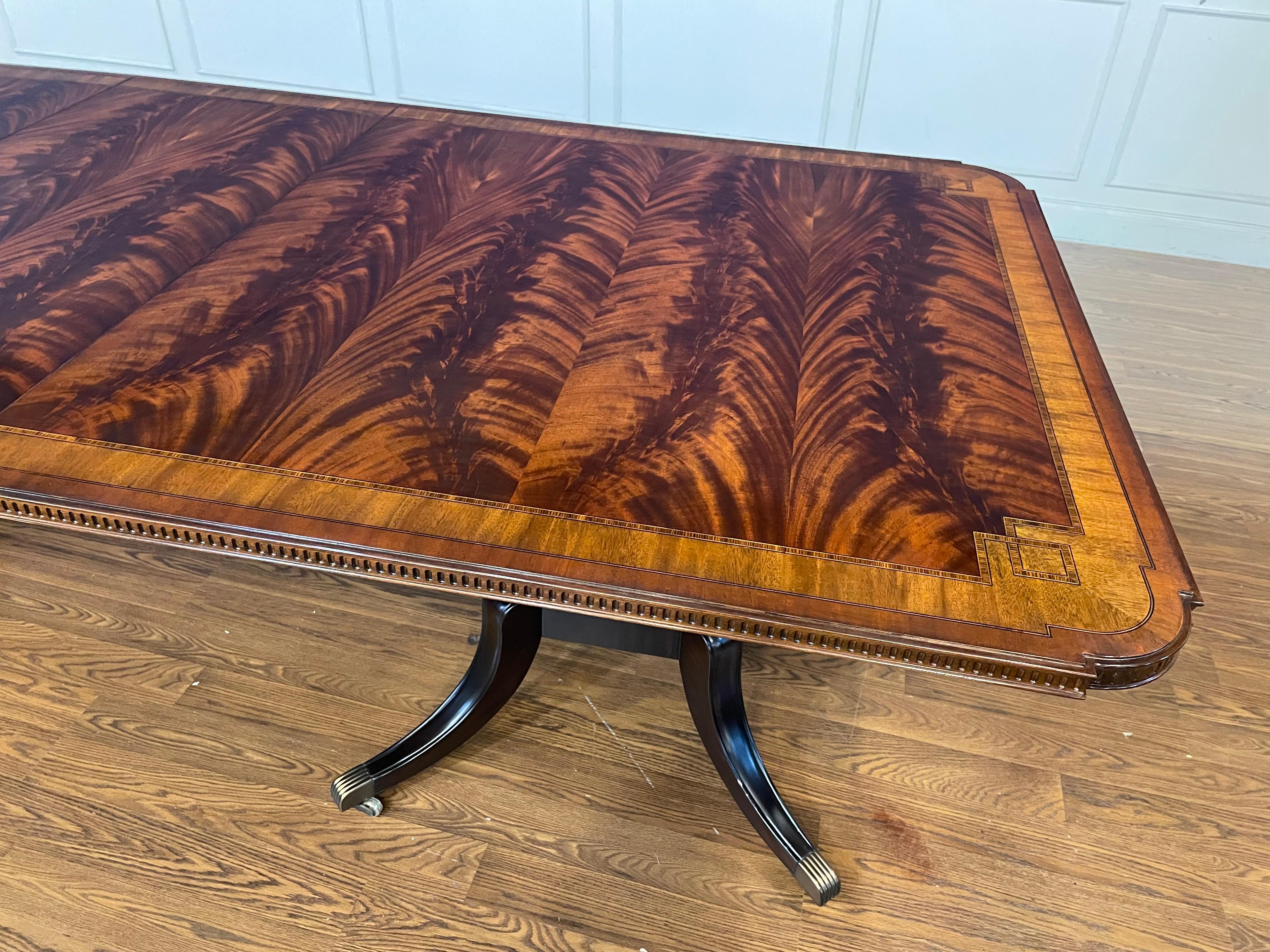 Philippine Maitland - Smith Traditional Banded Mahogany Double Pedestal Dining Table