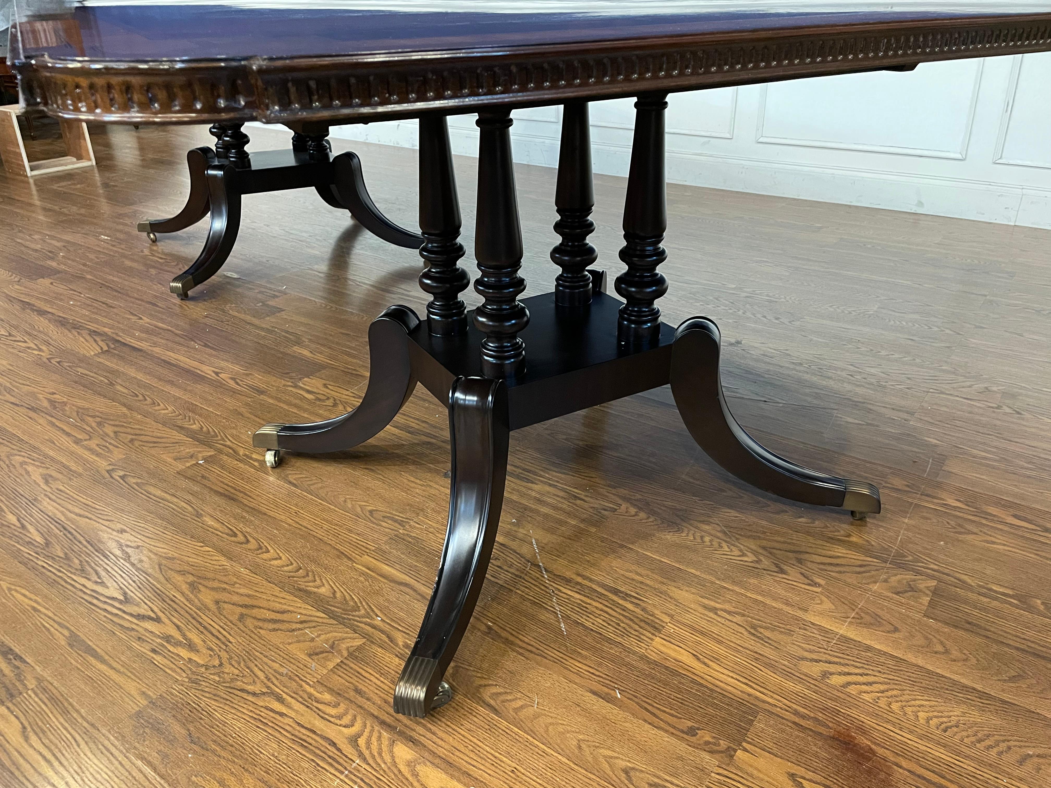 Maitland - Smith Traditional Banded Mahogany Double Pedestal Dining Table 2