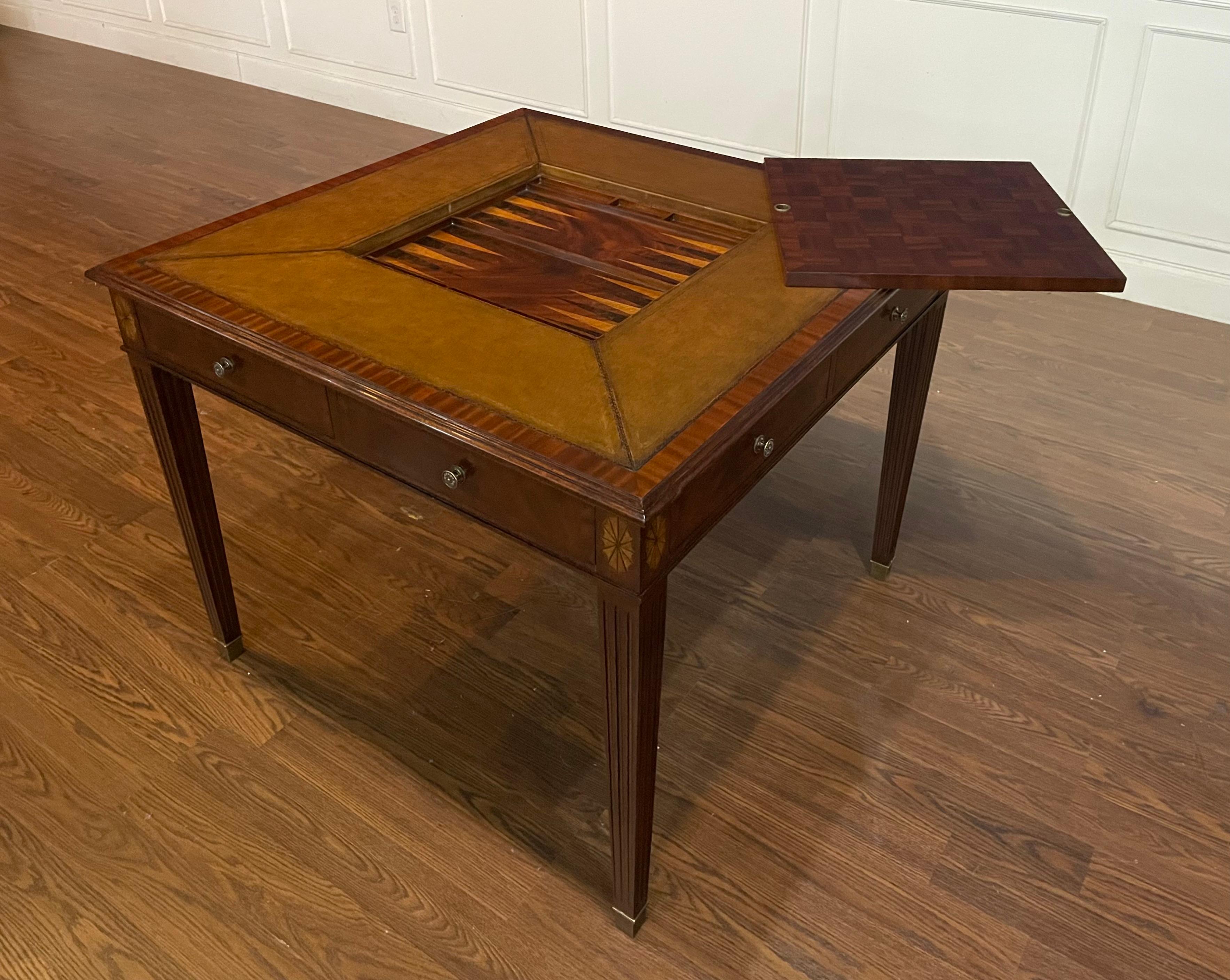 Maitland Smith Traditional Mahogany Game Table - Showroom Sample  For Sale 1