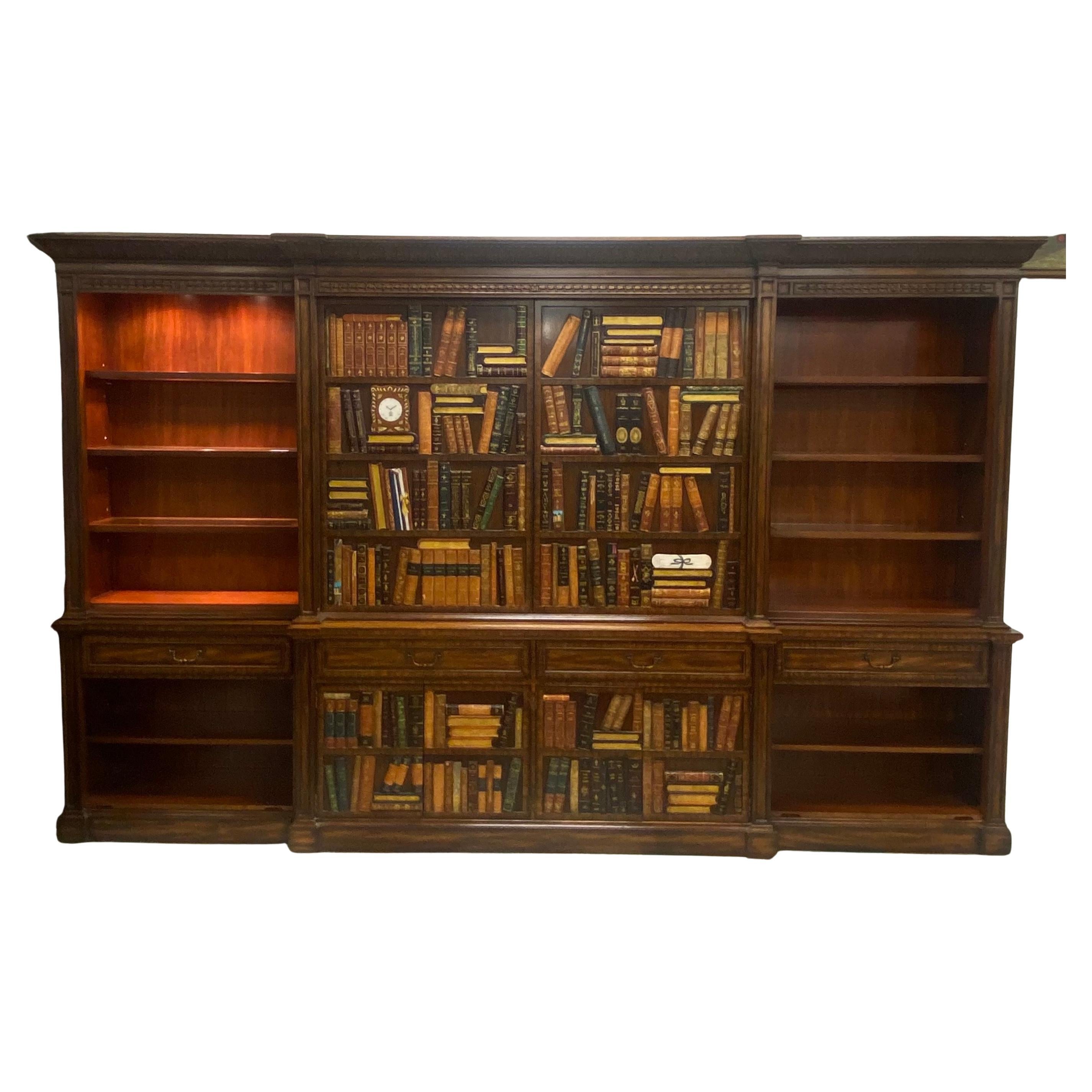 Maitland Smith Trompe L’oeil   monumental bookcase  desk