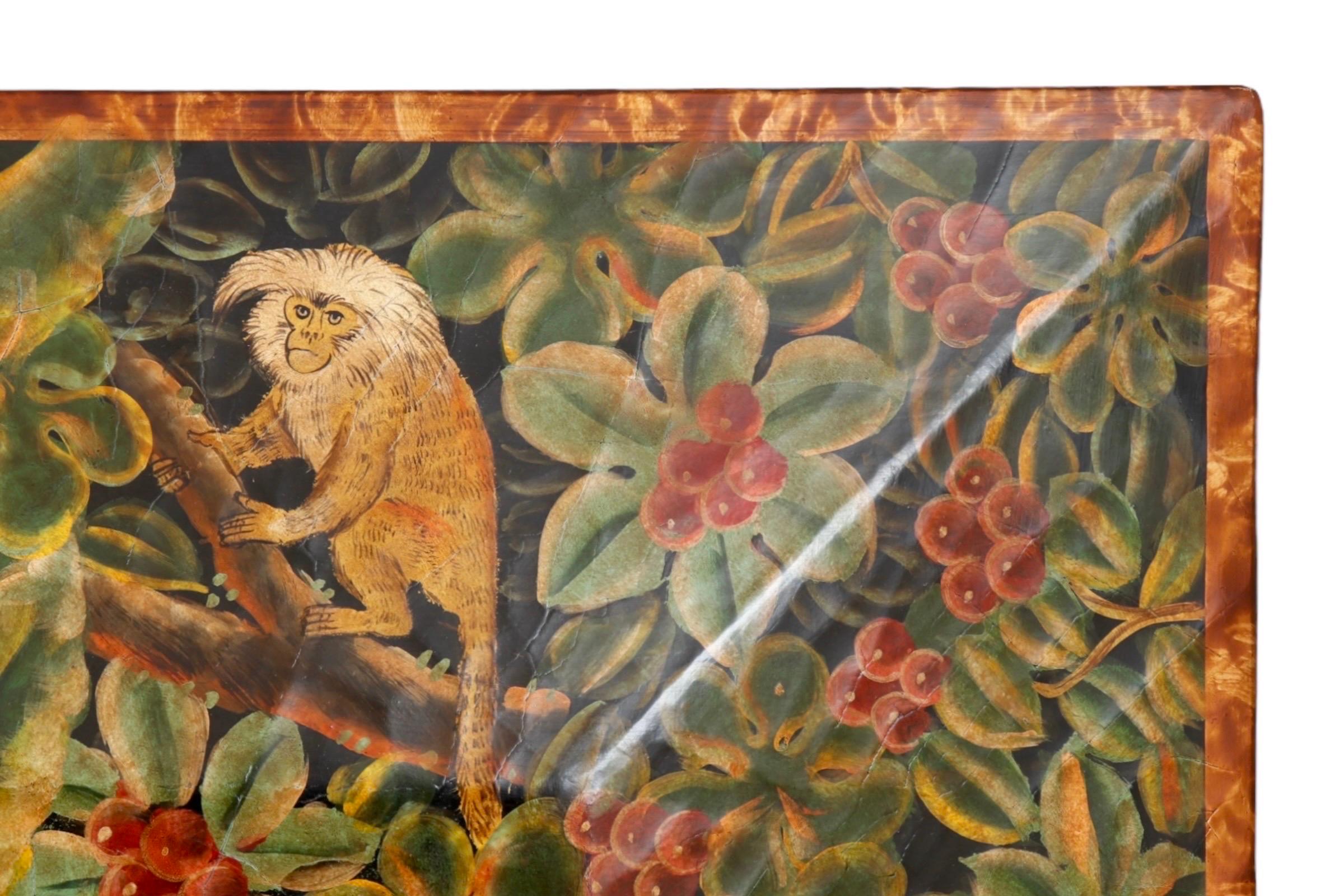 Maitland Smith Tropical Painted Wall Mirror In Good Condition In Bradenton, FL