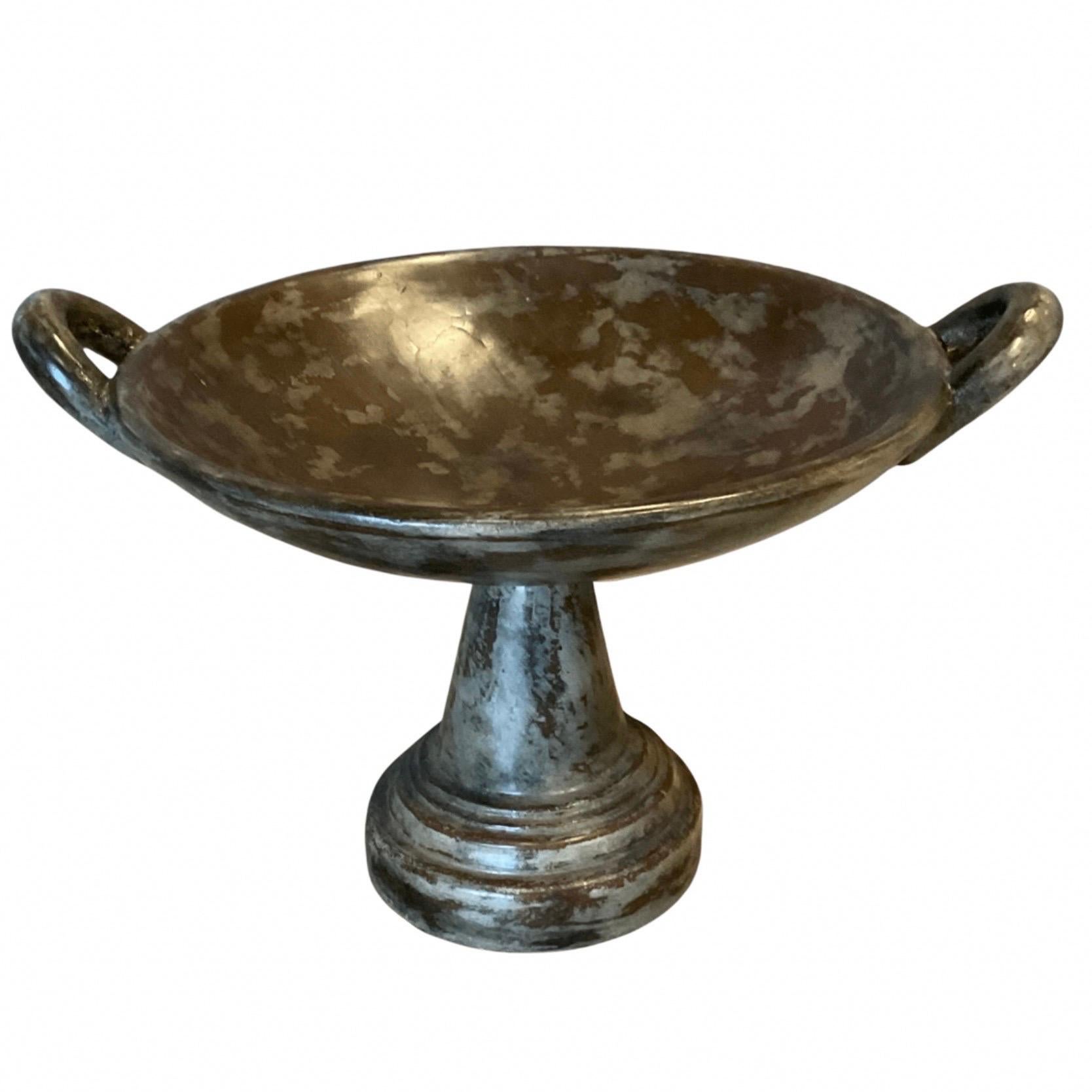 Maitland Smith
Philippines
1980's
Rare, Hard to Find Urn Style Pedestal Display Bowl
Believed to be Slate Stone
2 Handles accent this elevated dish for a multitude of uses
Great accent piece for a kitchen, bar, dining area, etc.
15.5