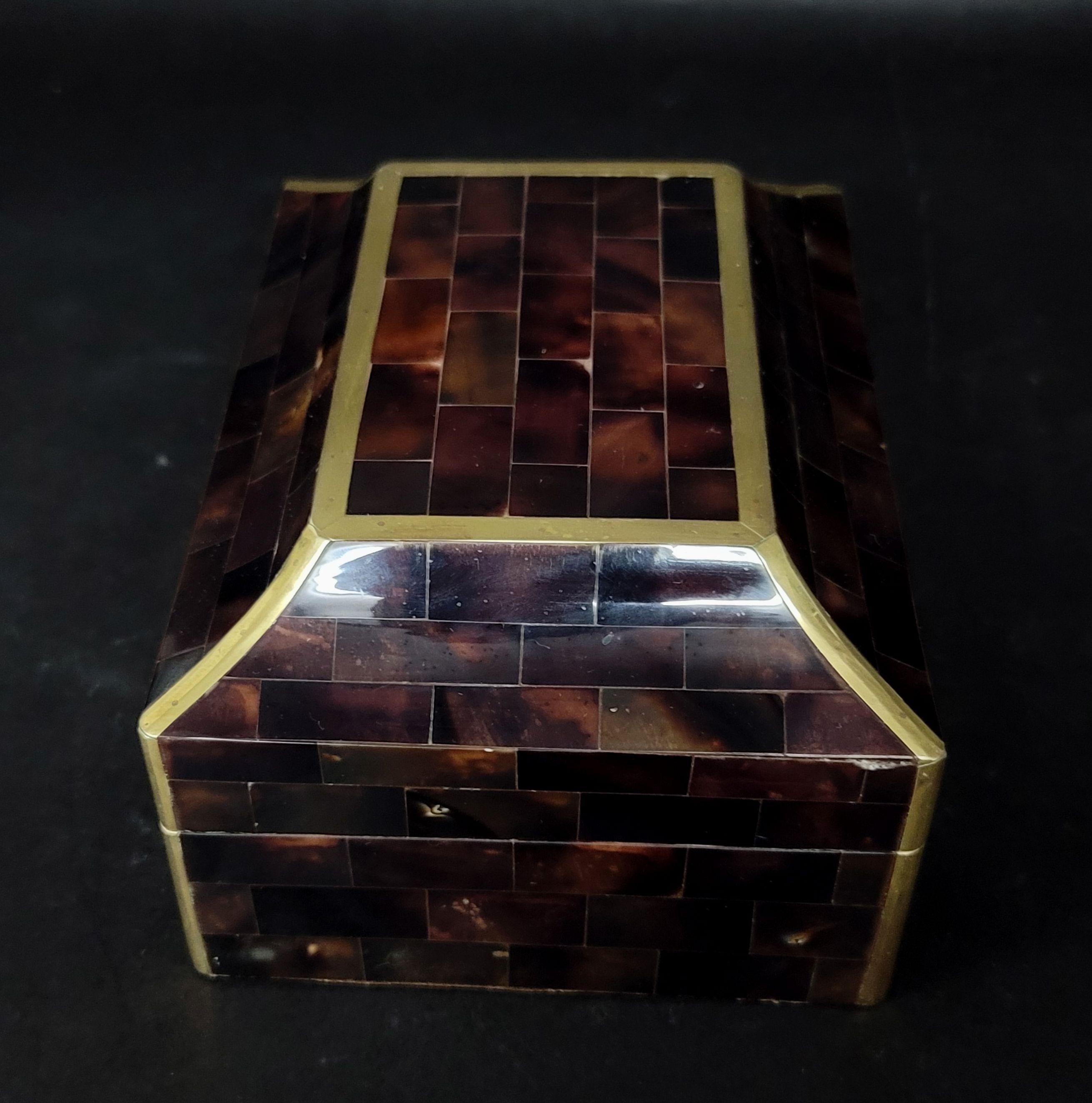 20th Century Maitland-Smith Vantage Tessellated Horn Jewelry Box For Sale