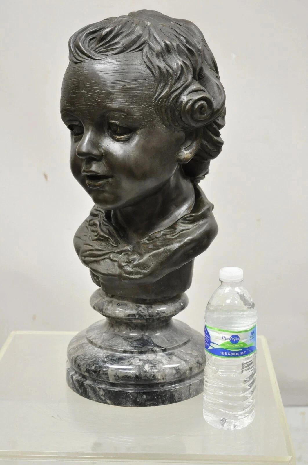 Scultura di bronzo con testa di ragazzo in stile vittoriano da 19