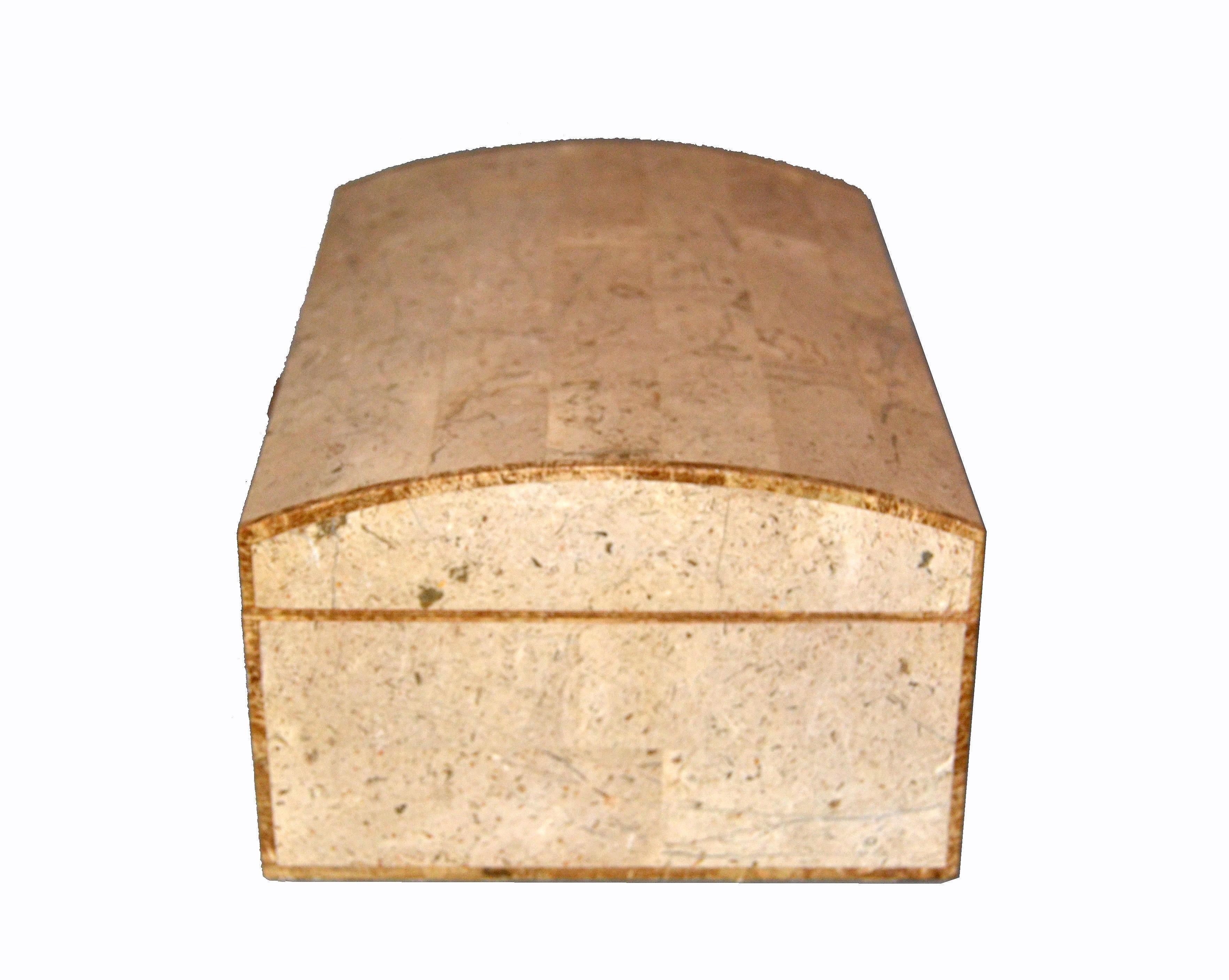 Mid-Century Modern Maitland-Smith Vintage Beige Tessellated Stone and Onyx Decorative Jewelry Box