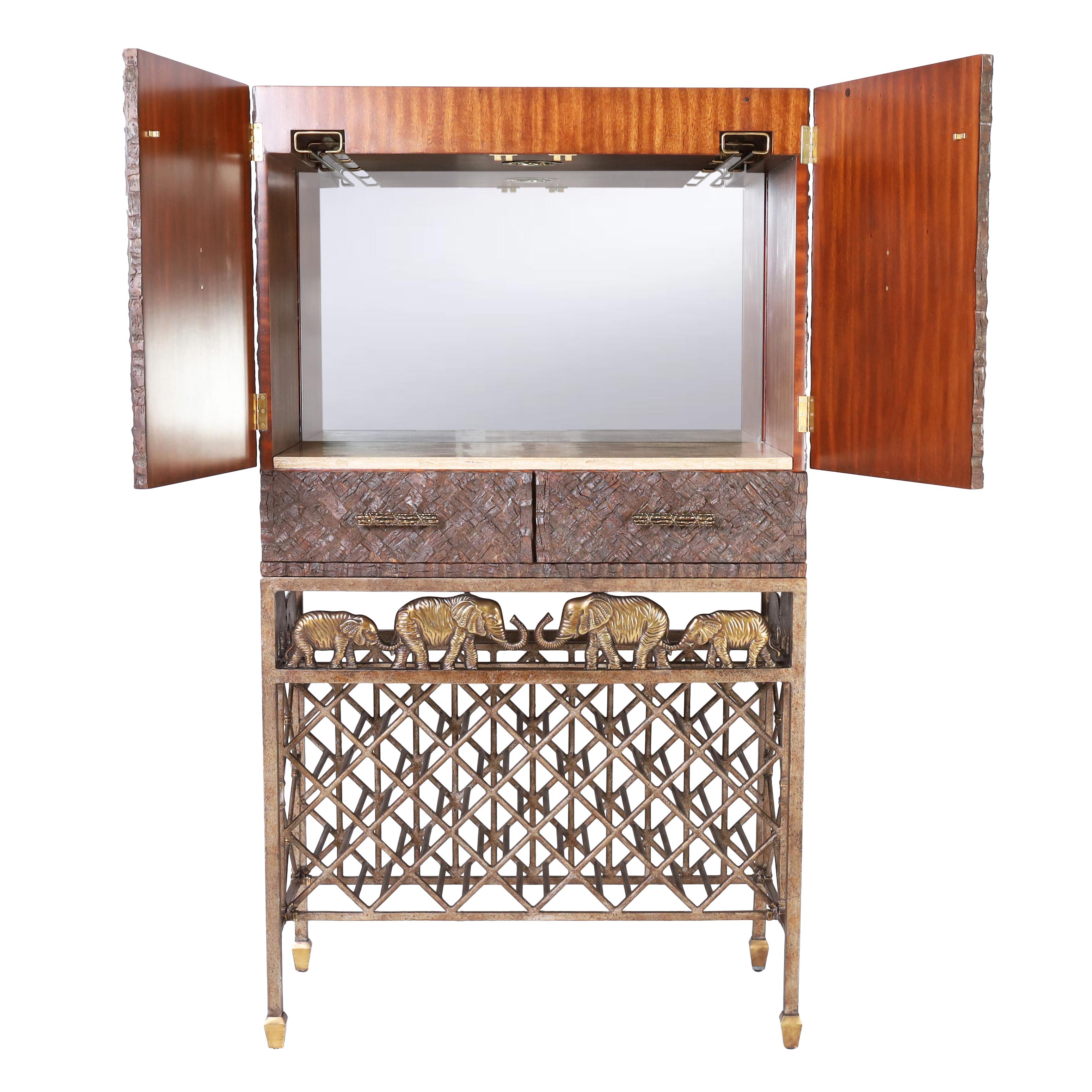 Philippin Maitland Smith Vintage British Colonial Style Bar Cabinet en vente