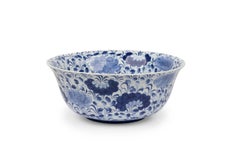 Maitland-Smith Vintage Chinese Style Blue and White Ceramic Bowl
