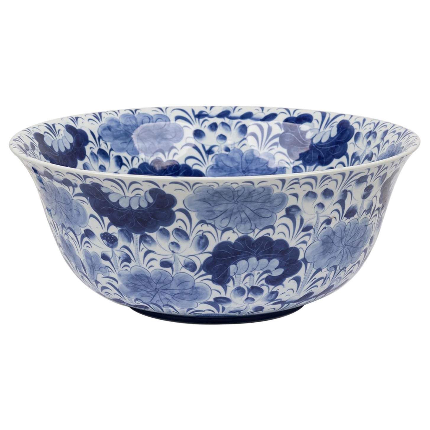 Maitland-Smith Vintage Chinese Style Blue and White Ceramic Bowl For Sale