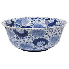 Maitland-Smith Vintage Chinese Style Blue and White Ceramic Bowl