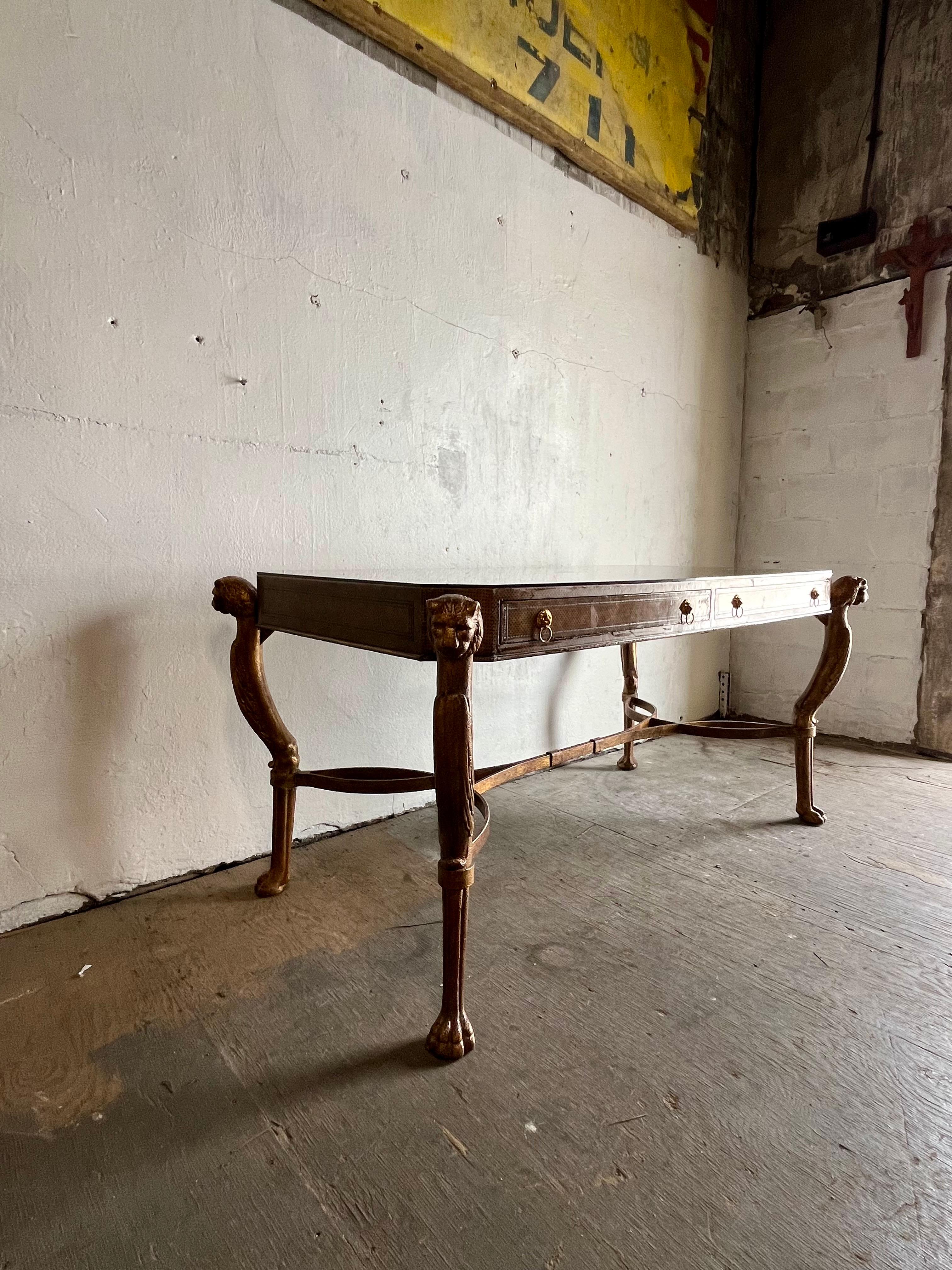 Egyptian Revival Maitland Smith Vintage Egyptian Style Writing Desk For Sale