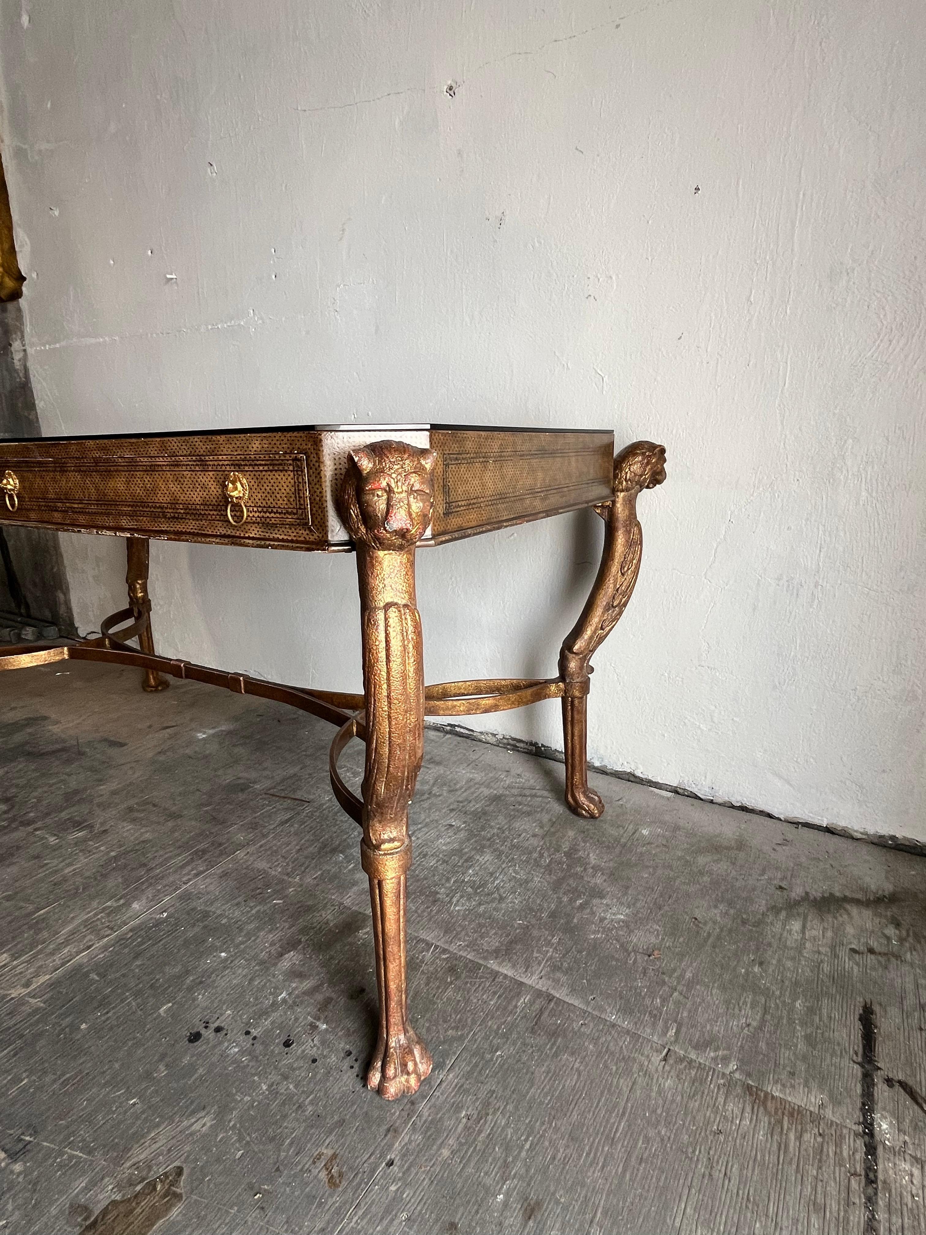 Philippine Maitland Smith Vintage Egyptian Style Writing Desk For Sale