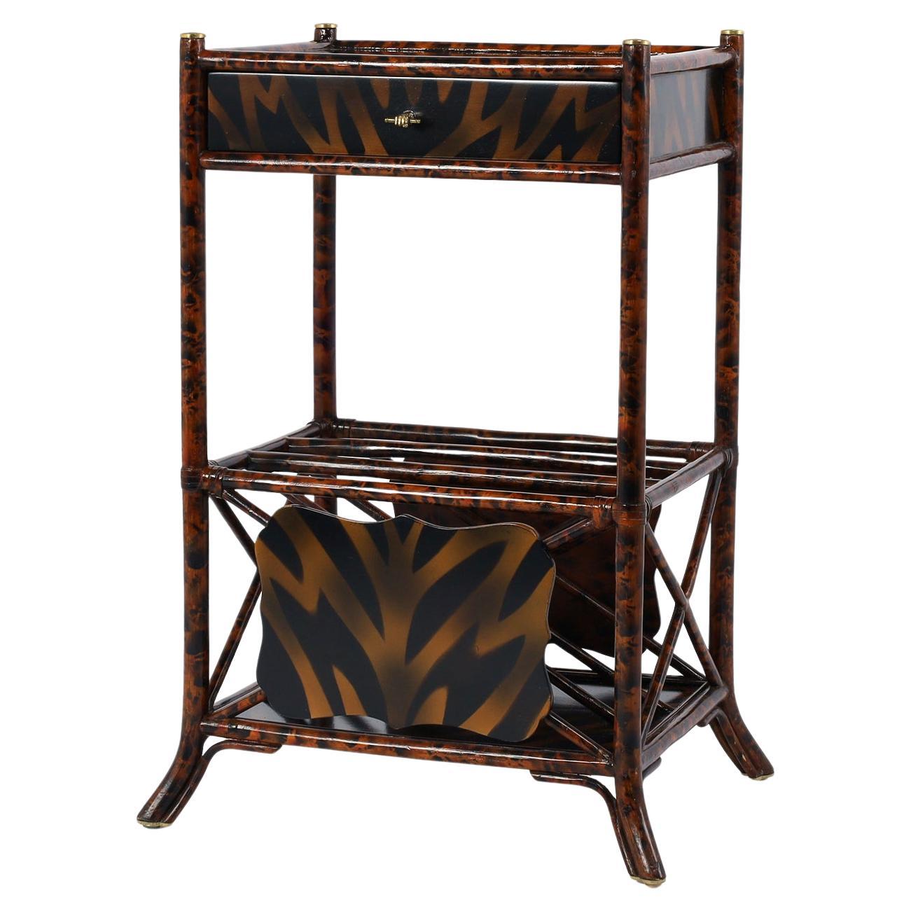 Maitland-Smith Vintage Faux Bamboo Stand with Magazine Rack