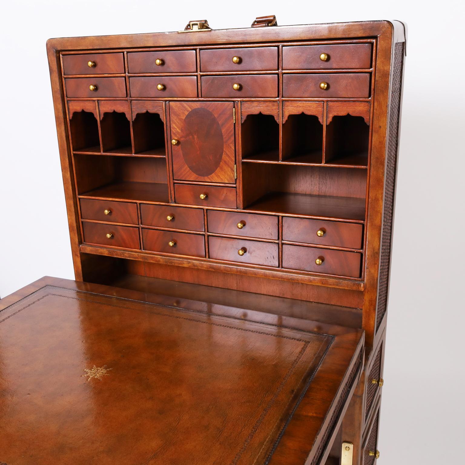 Maitland-Smith Vintage Faux Trunk Convertible Foldout Desk In Good Condition In Palm Beach, FL
