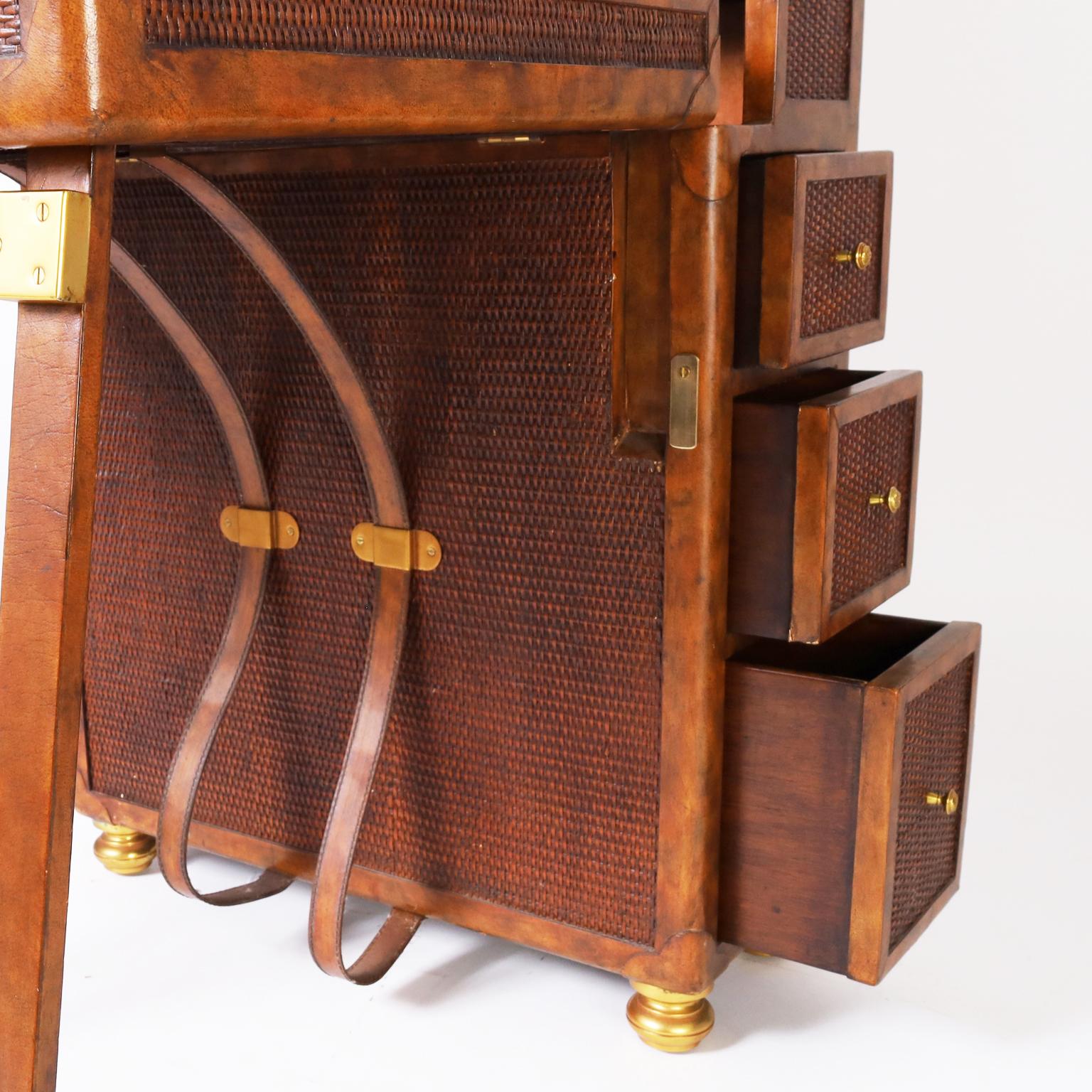 Maitland-Smith Vintage Faux Trunk Convertible Foldout Desk 1