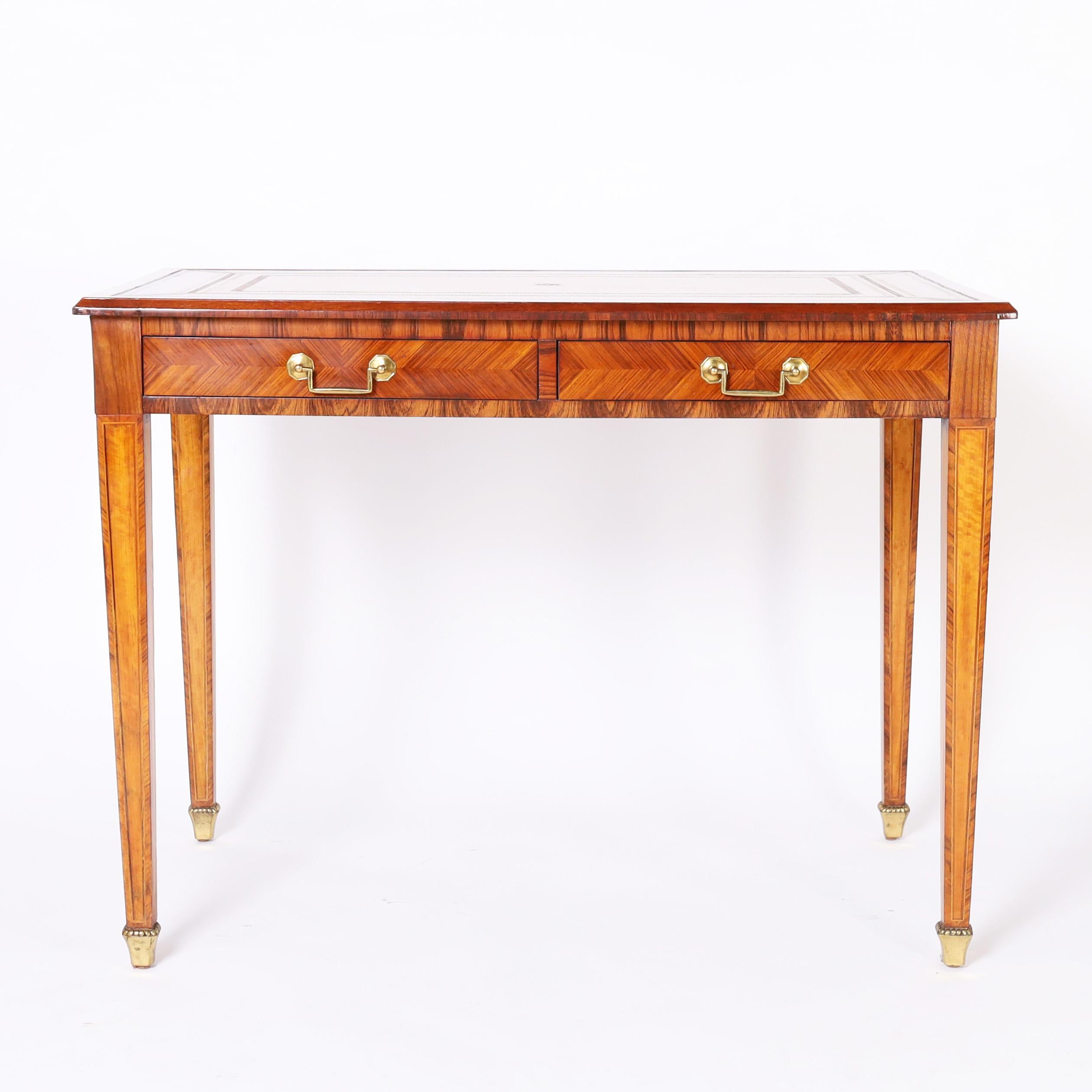 vintage leather top writing desk