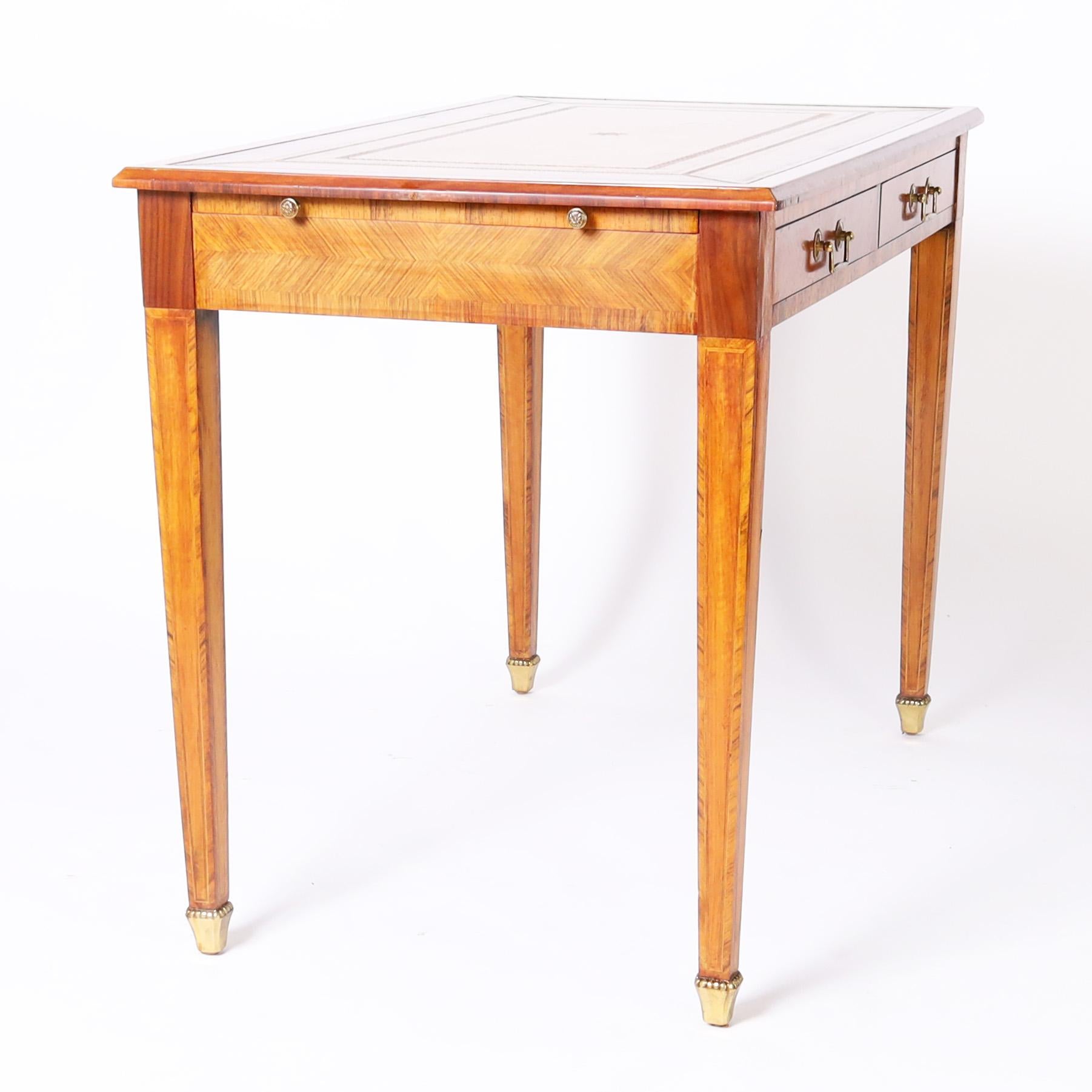 Regency Maitland-Smith Vintage Leather Top Rosewood Desk