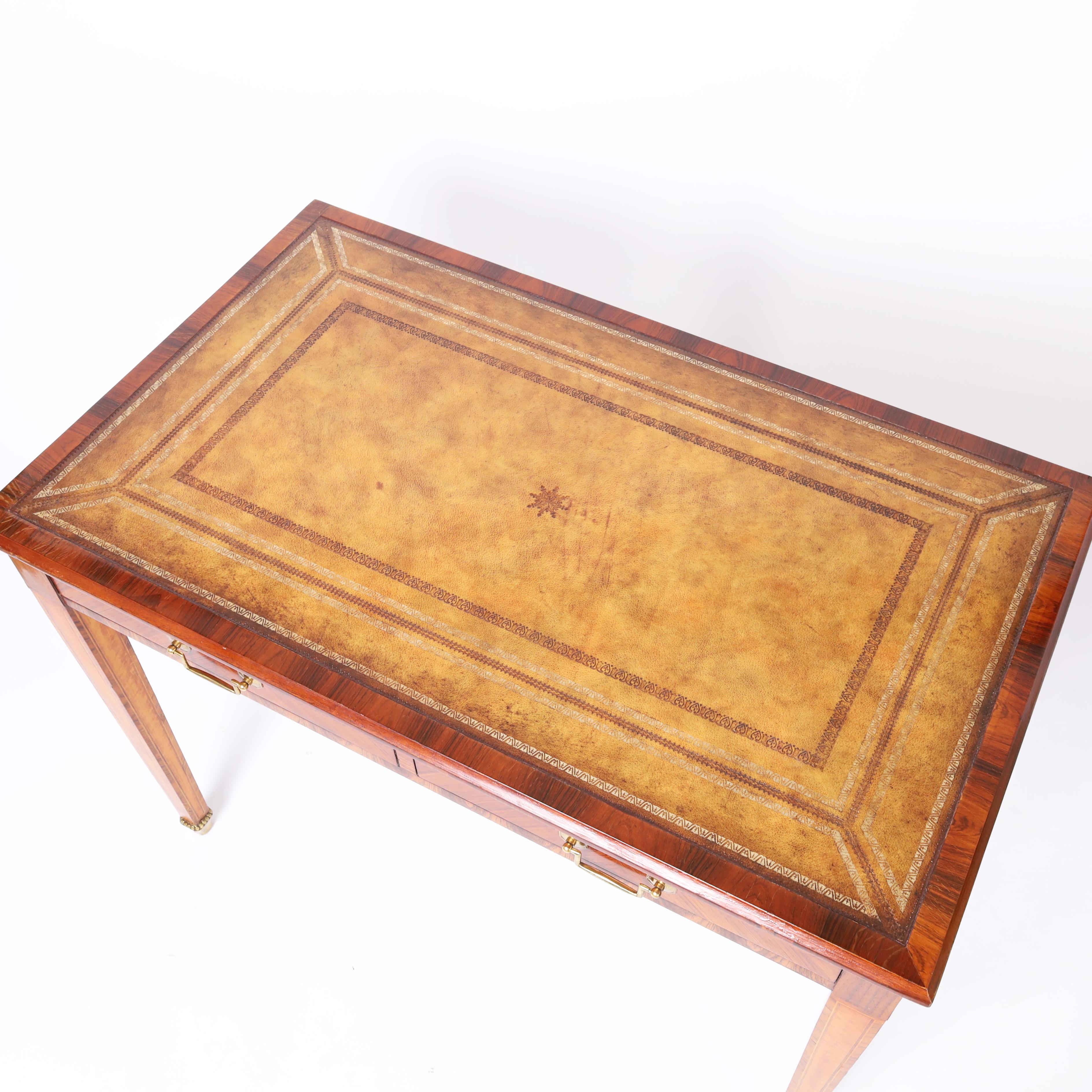 Philippine Maitland-Smith Vintage Leather Top Rosewood Desk