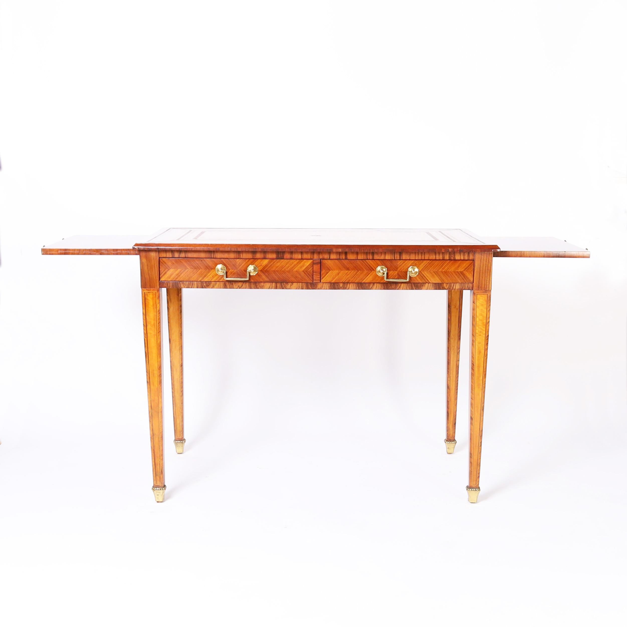 Maitland-Smith Vintage Leather Top Rosewood Desk In Good Condition In Palm Beach, FL
