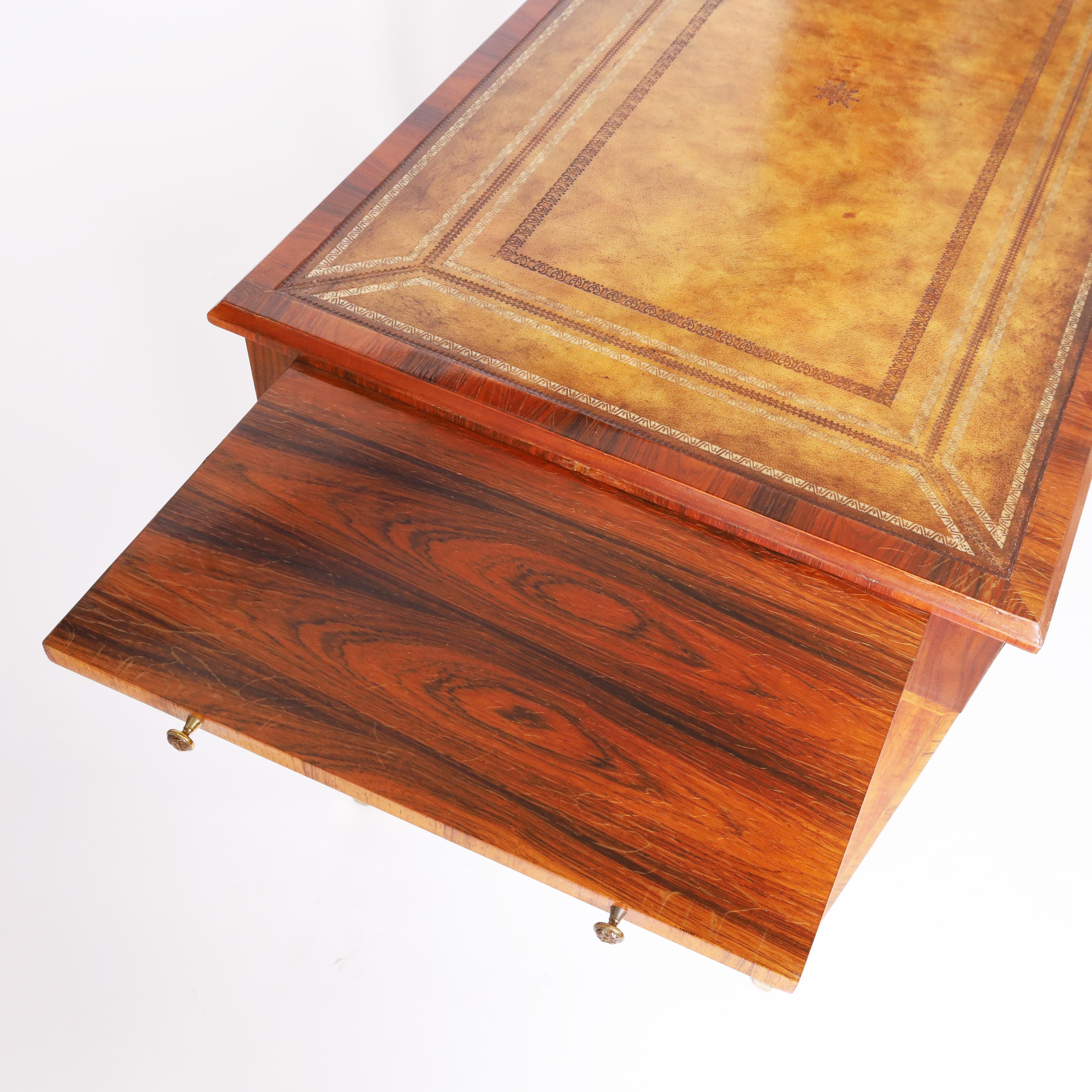 20th Century Maitland-Smith Vintage Leather Top Rosewood Desk