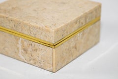 Maitland Smith Vintage Tessellated Stone Travertine Box 1970s