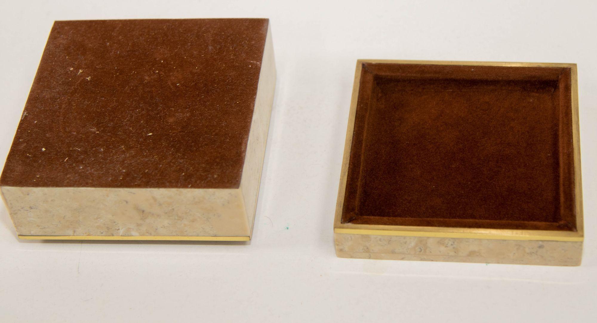20th Century Maitland Smith Vintage Tessellated Stone Travertine Box 1970s For Sale