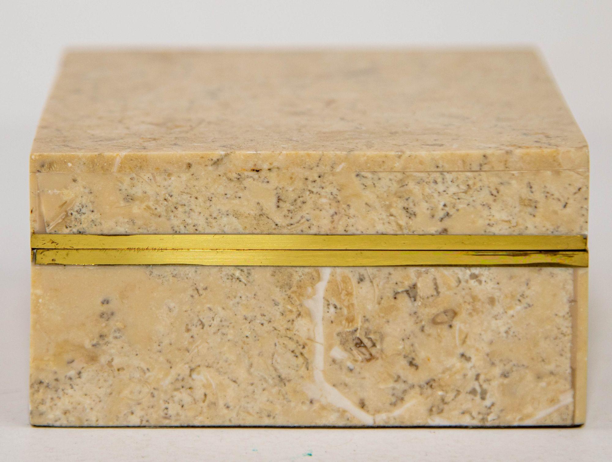 Maitland Smith Vintage Tessellated Stone Travertine Box 1970s For Sale 1