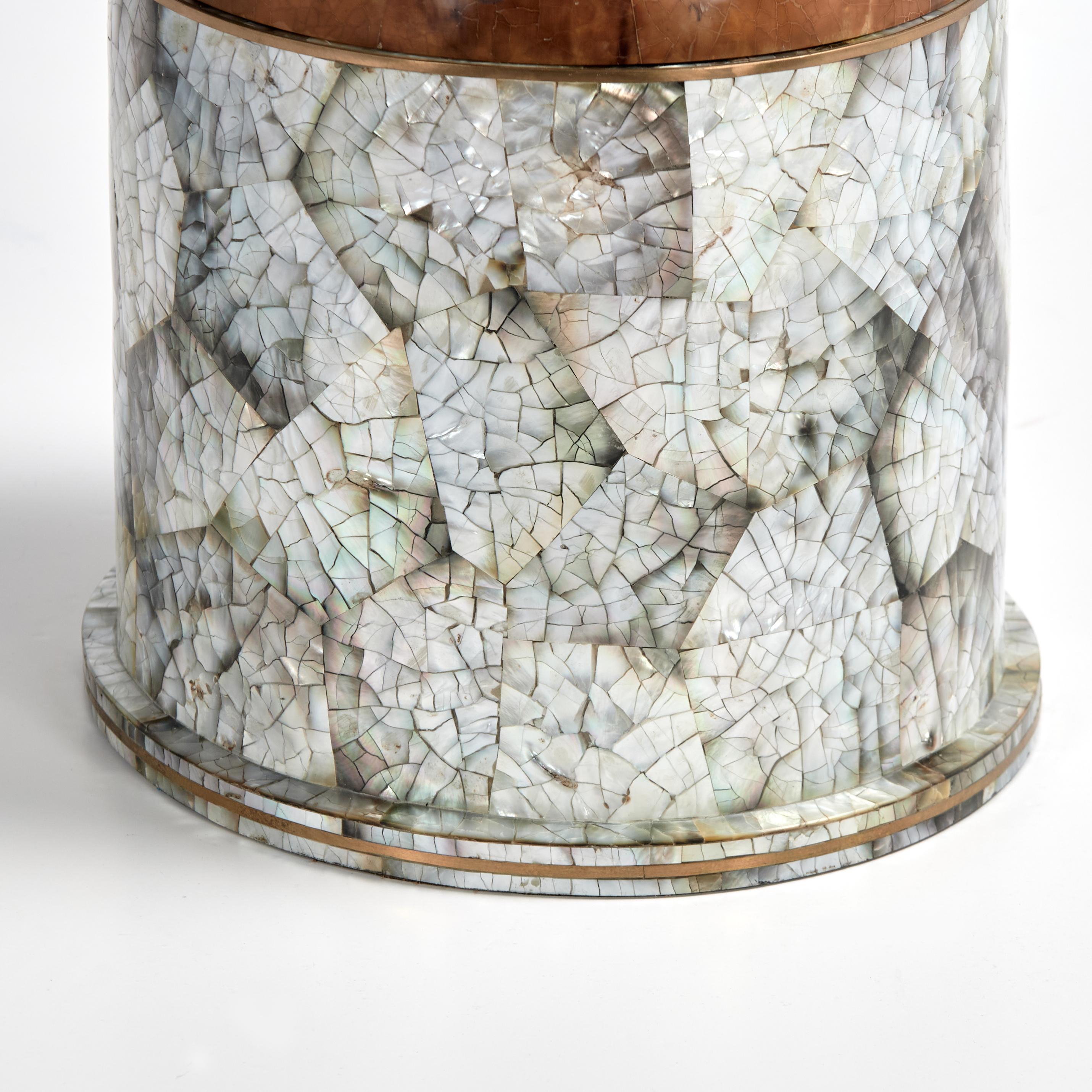 Philippine Maitland Smith Vintage Tortoise Shell and Mother of Pearl lidded Box or Caddy For Sale