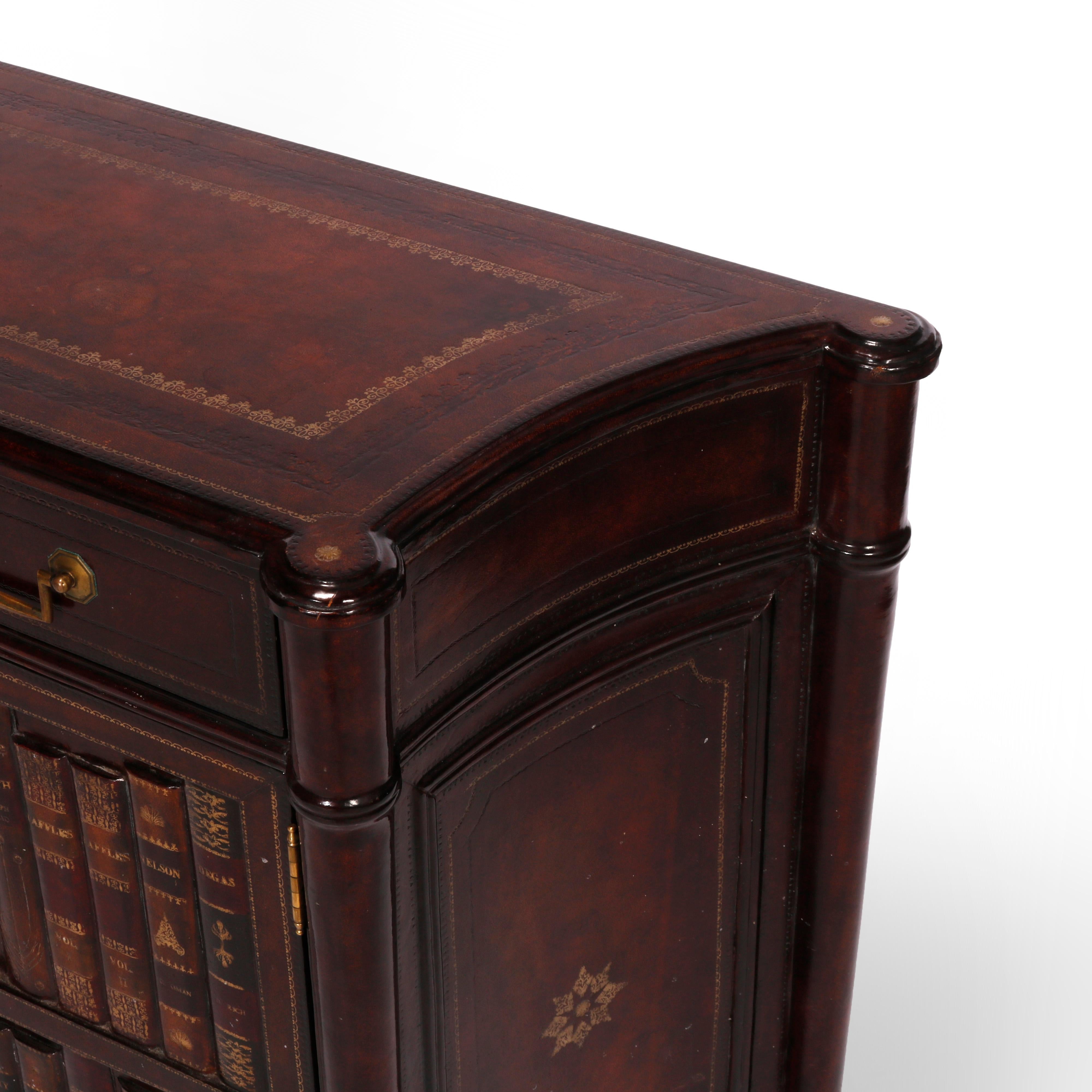 Maitland Smith Walnut & Leather Faux Book Library Server, 20th C 7