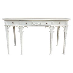 Table console Chippendale en acajou sculpté laqué blanc de Maitland Smith