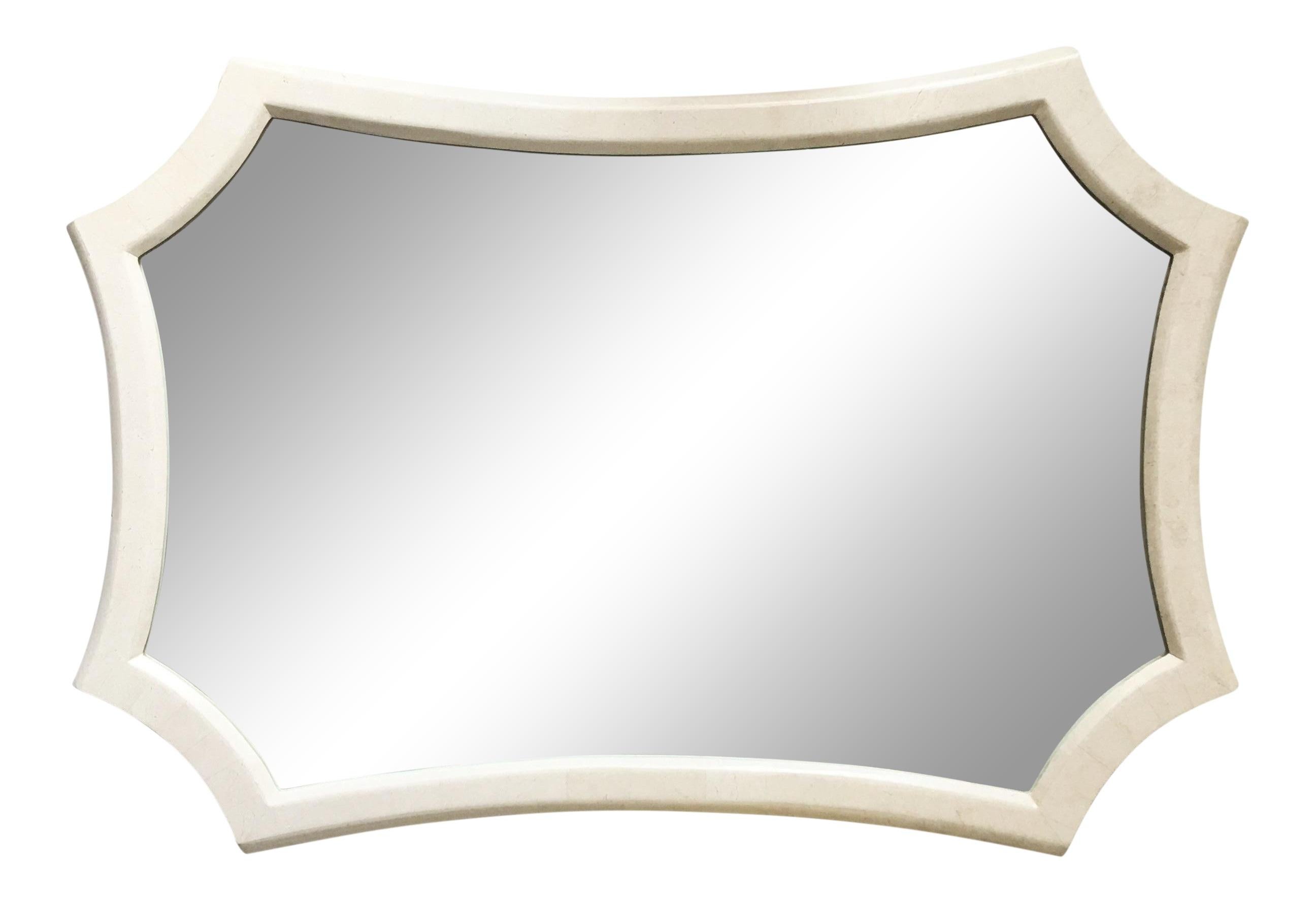 Maitland Smith Spiegel aus weißem Marmor mit Mosaik im Zustand „Gut“ im Angebot in Dallas, TX
