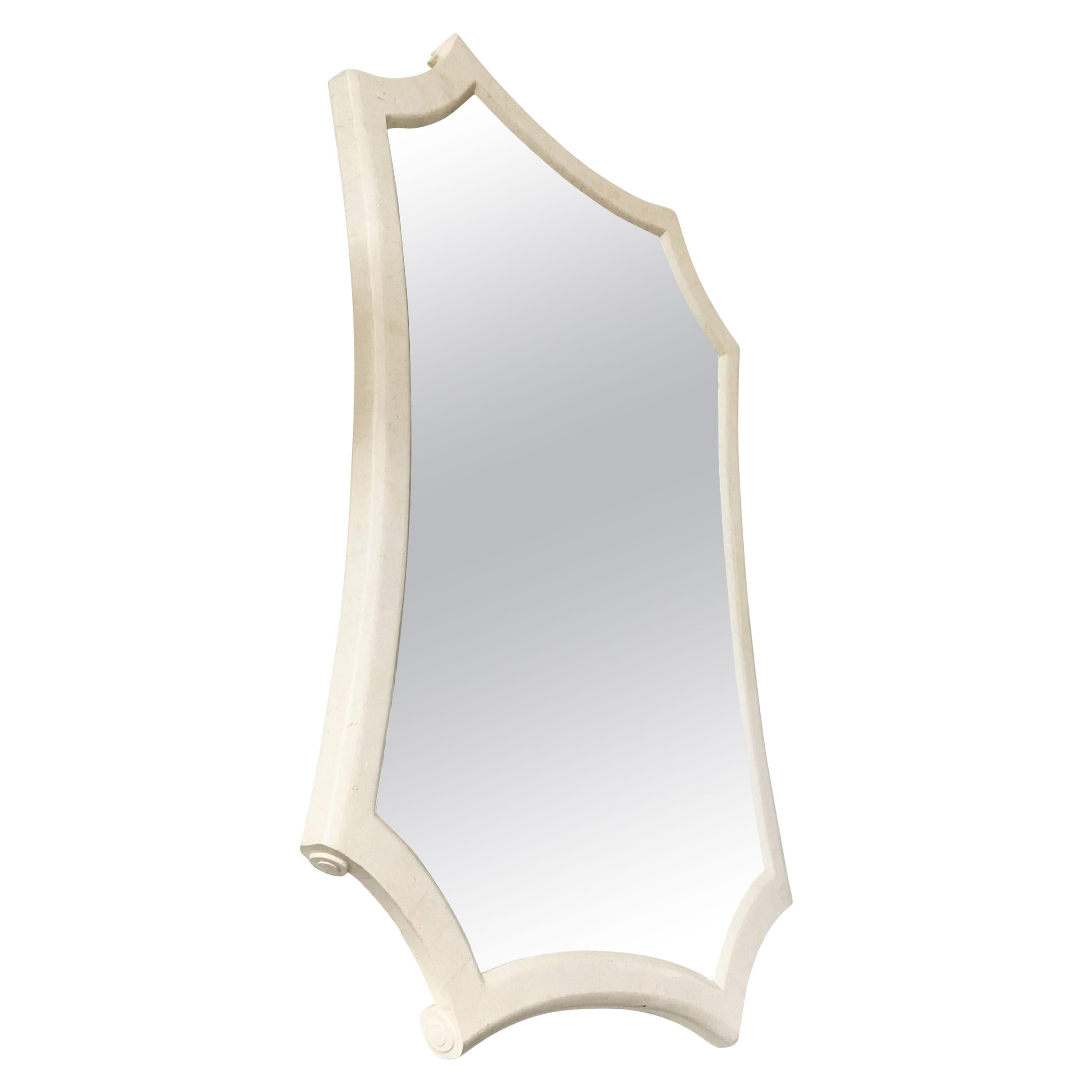 Maitland Smith White Tessellated Marble Mirror For Sale