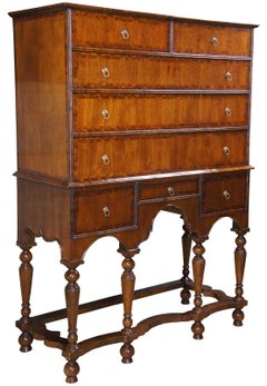 Maitland Smith William & Mary Mahogany Highboy Tall Chest of Drawers on Stand