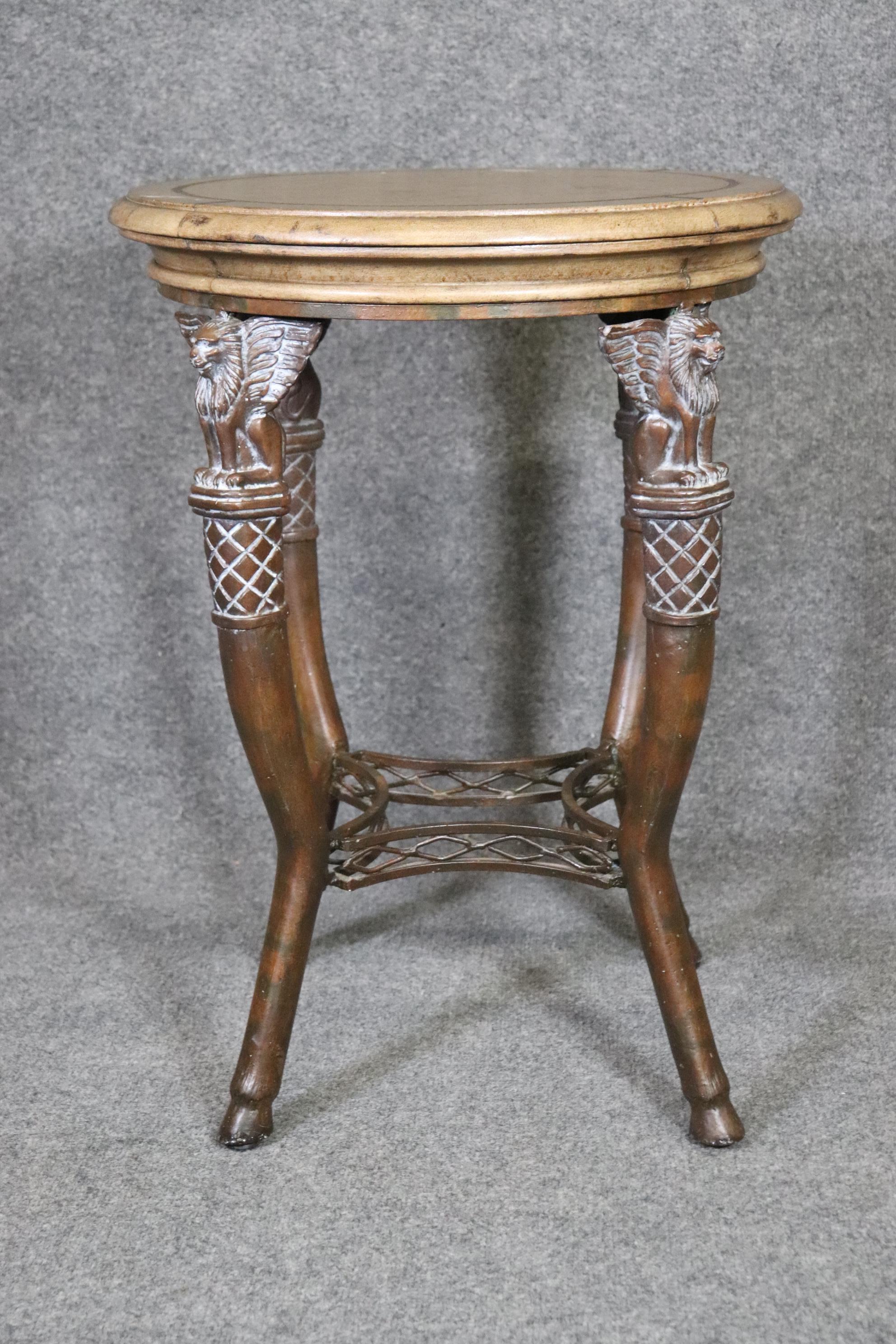 Maitland Smith Winged Griffin Side Table With Heavy base In Good Condition In Swedesboro, NJ