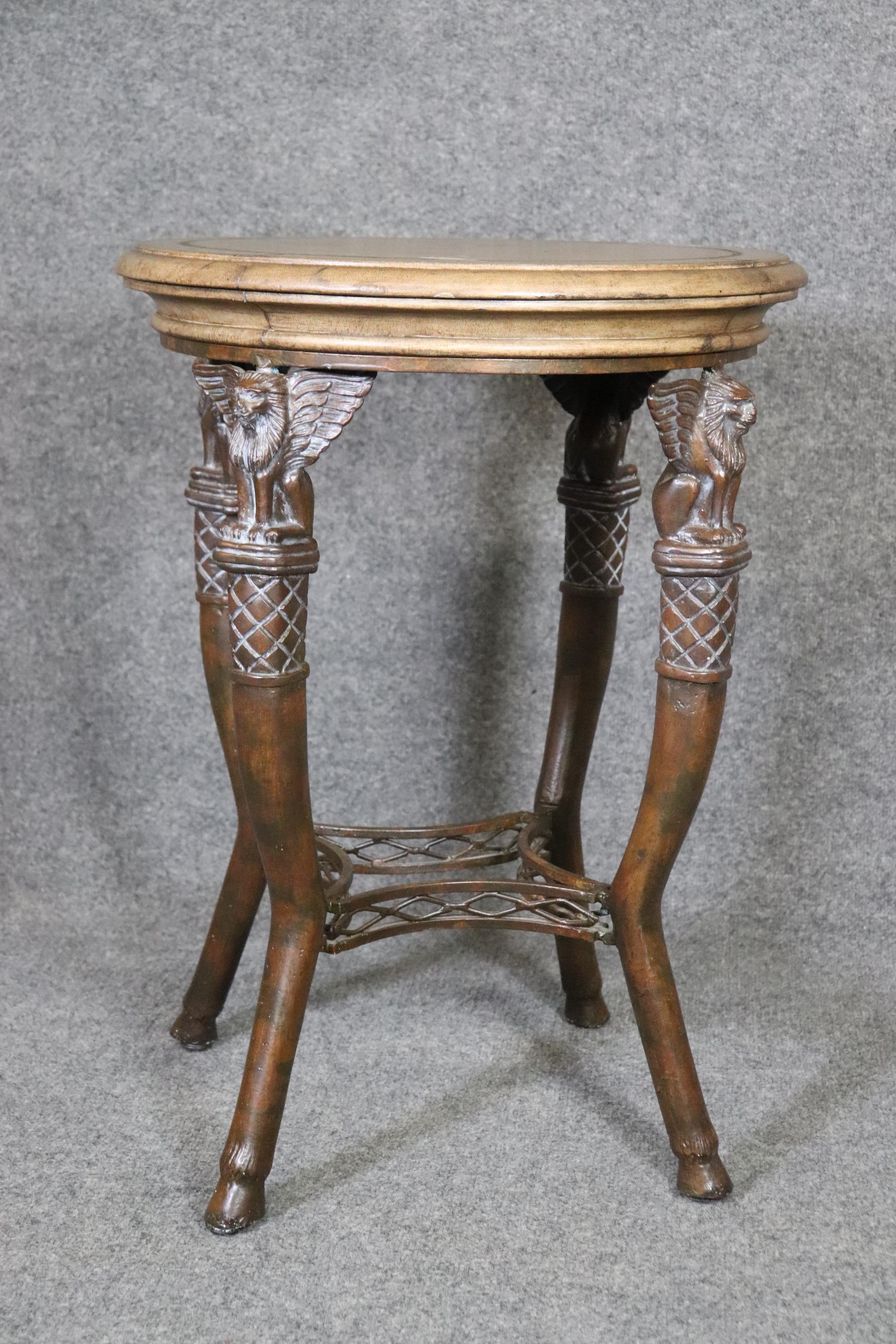 Metal Maitland Smith Winged Griffin Side Table With Heavy base
