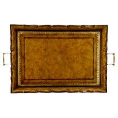 Maitland Smith Wood And Embossed Leather Serving Tray