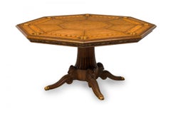Maitland-Smith Wooden Octagonal Embossed Leather Topped Game Table