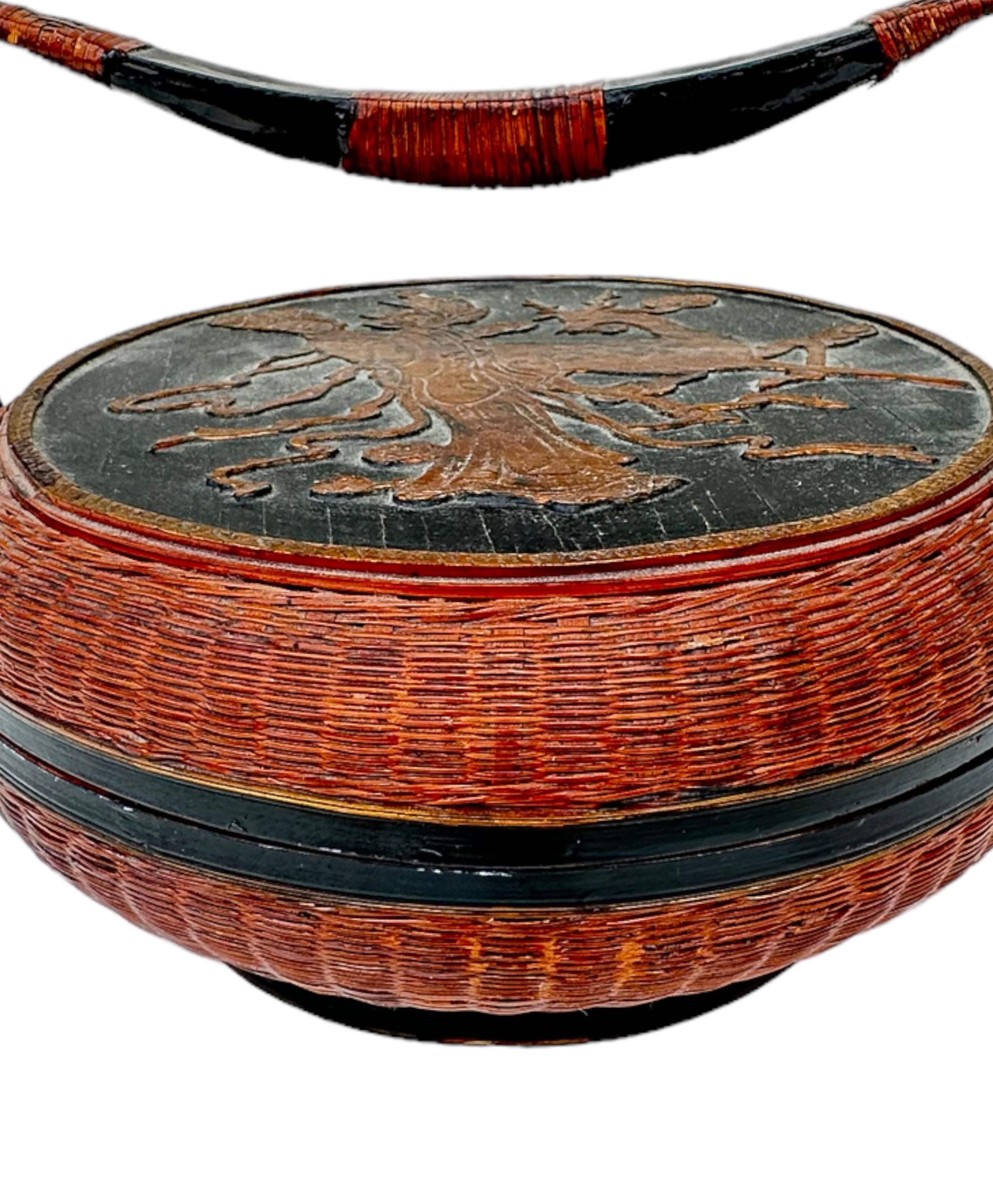 Chinoiserie Maitland Smith Woven Decorative Basket