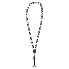 Maiyet Dark Grey & Gold-Tone Natural Horn Fish Necklace