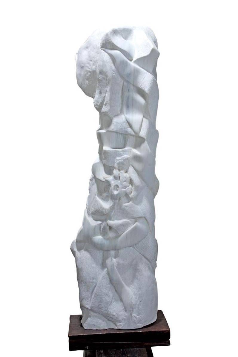 Contemporary Maize Goddess, Monumental White Marble Sculpture by Eugenia Belden