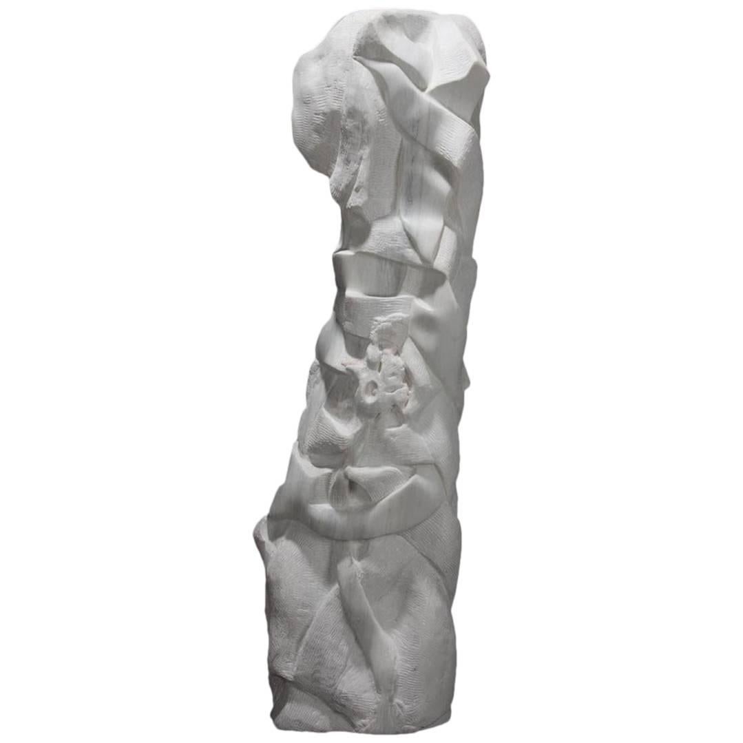 Maize Goddess, Monumental White Marble Sculpture by Eugenia Belden