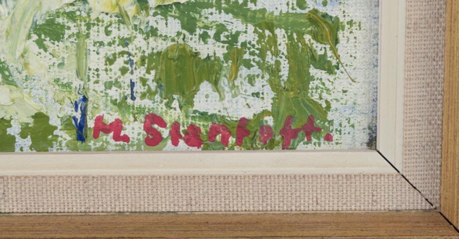 Maj Stentoft, artista svedese quotato in borsa. Olio su tela. Paesaggio estivo. in vendita 1