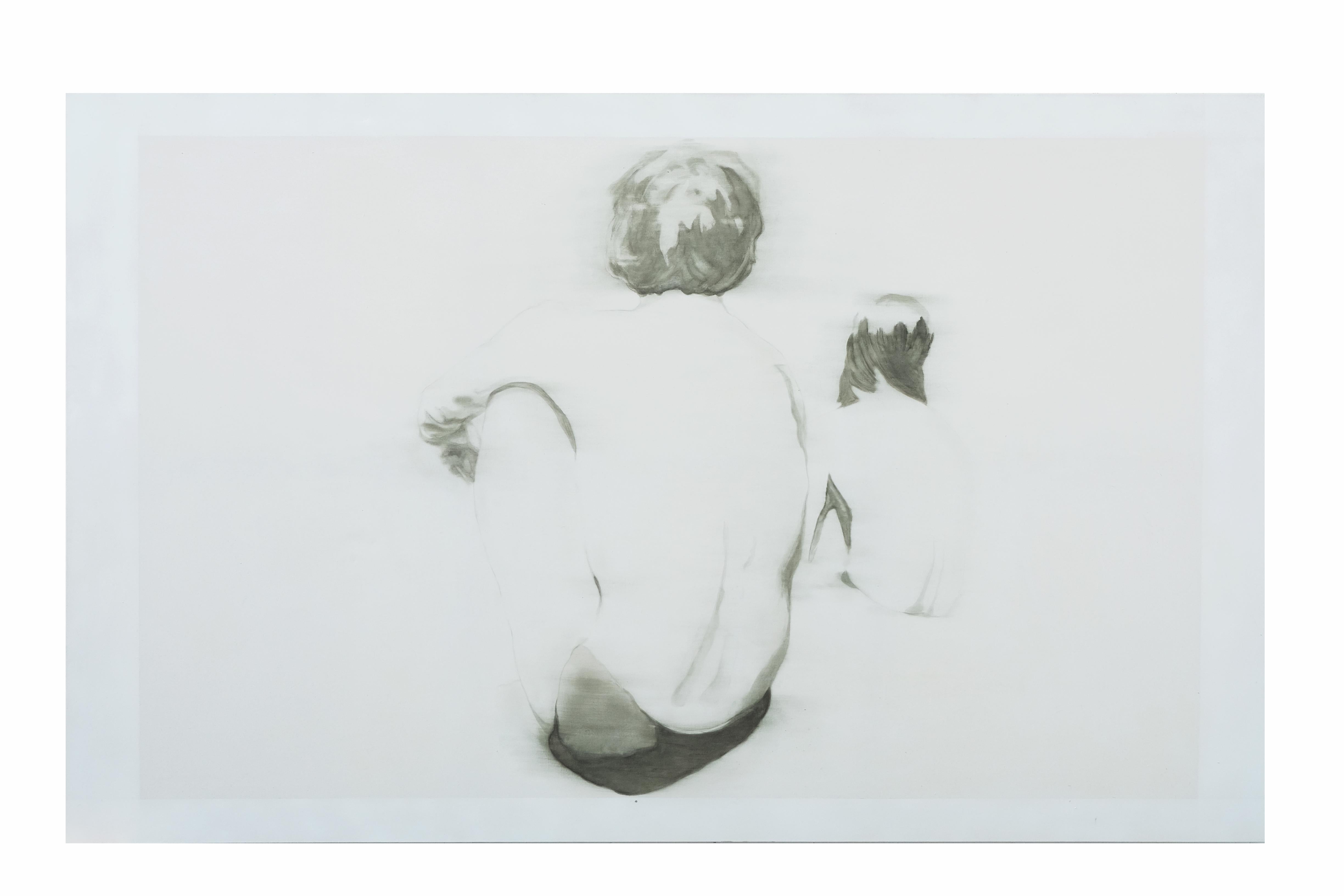Olio e vernice spray su tela - Dipinto di un artista emergente - House&God - Mixed Media Art di Maja Masyte