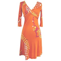 MAJA abito in jersey di seta con stampa di perle color mandarino Flora Kung NWT