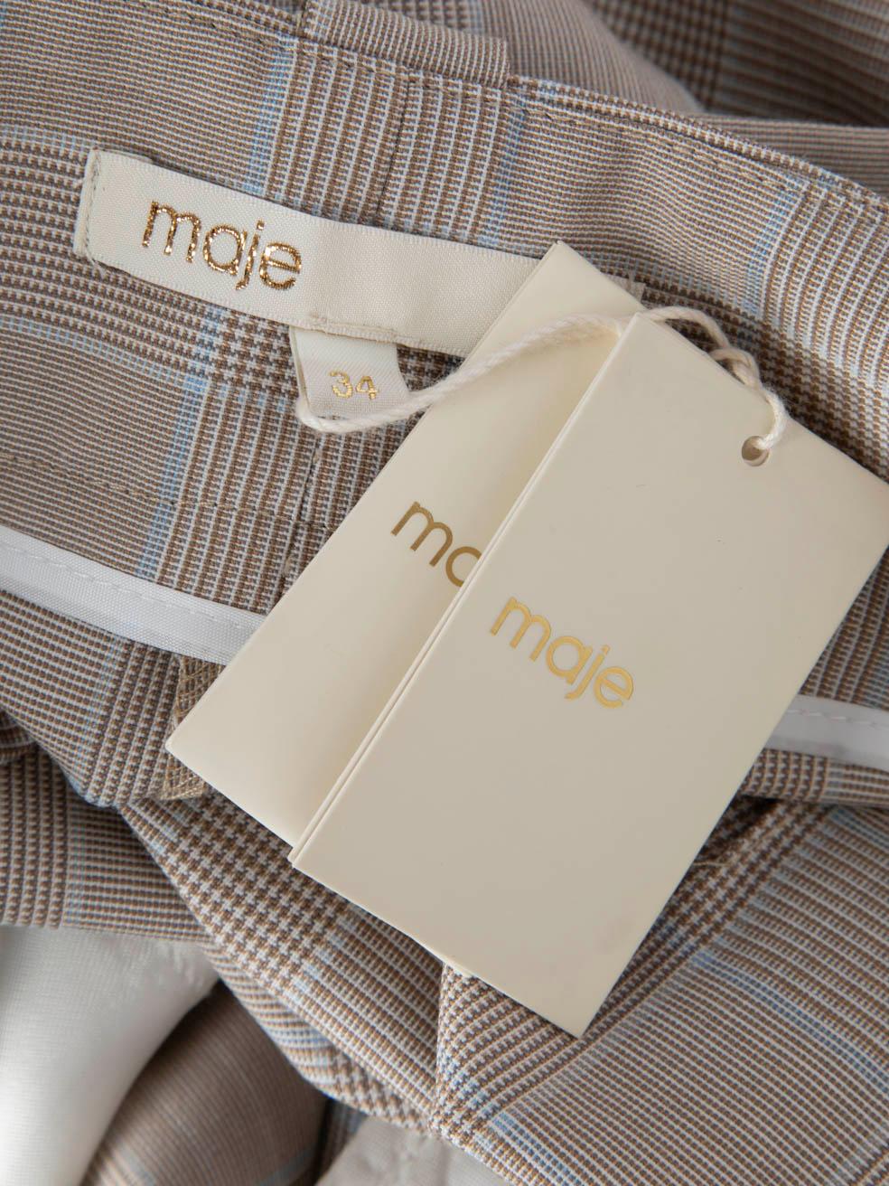 Women's Maje Beige Checked Tie Waist Trousers Size XS For Sale