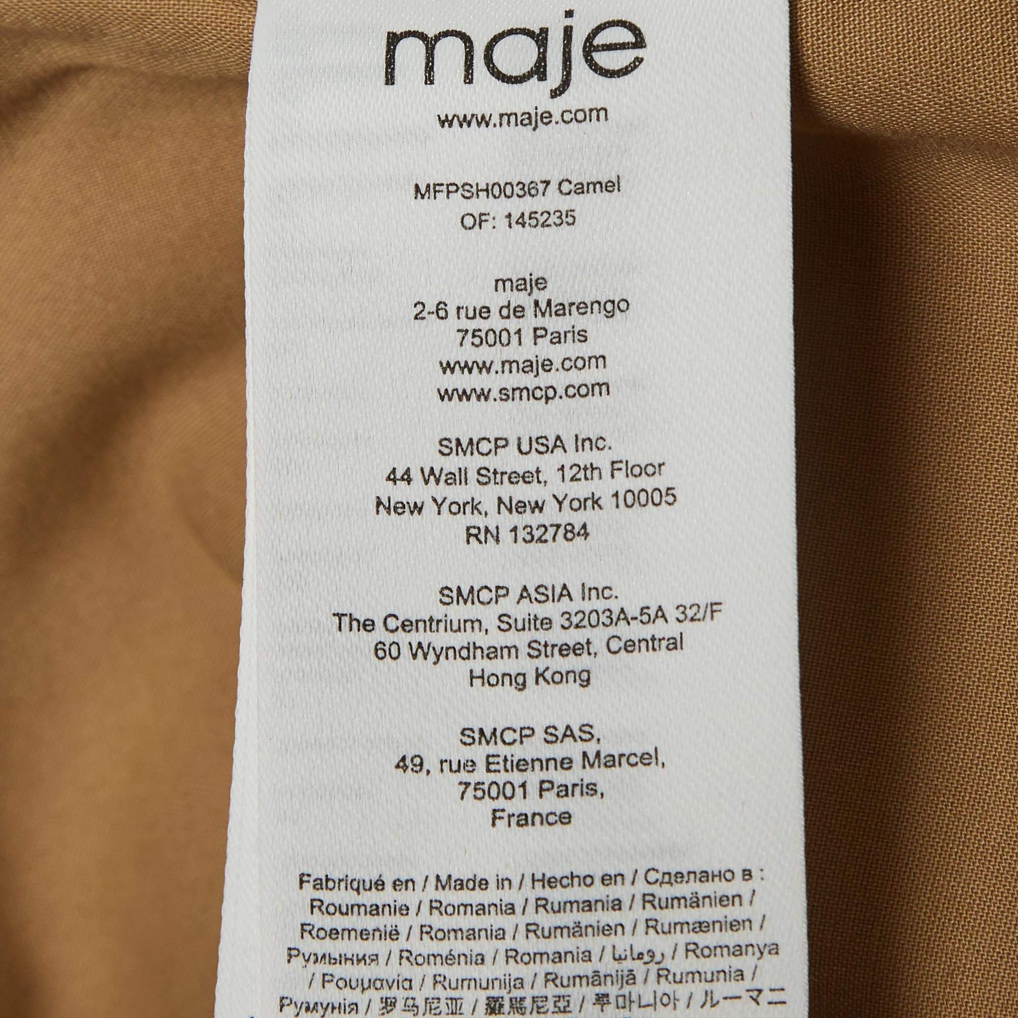Maje Beige Cotton High Waist Shorts S For Sale 2