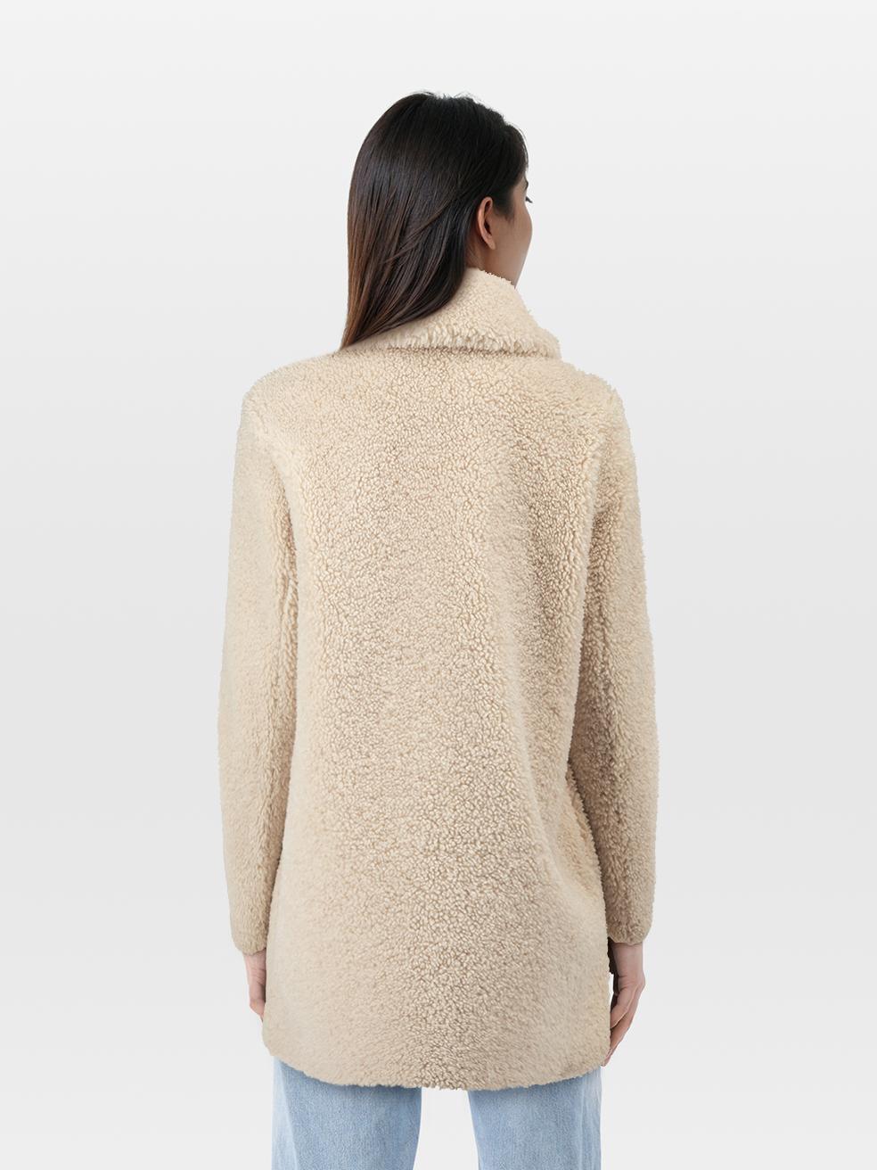 CONDITION is Very Good. Hardly any visible wear to coat is evident on this used Maje designer resale item.
 
 
 
 Details
 
 
 Beige
 
 Faux shearling
 
 Coat
 
 Single breasted
 
 Button up fastening
 
 2x Side pockets
 
 
 
 
 
 Made in China
 
 
